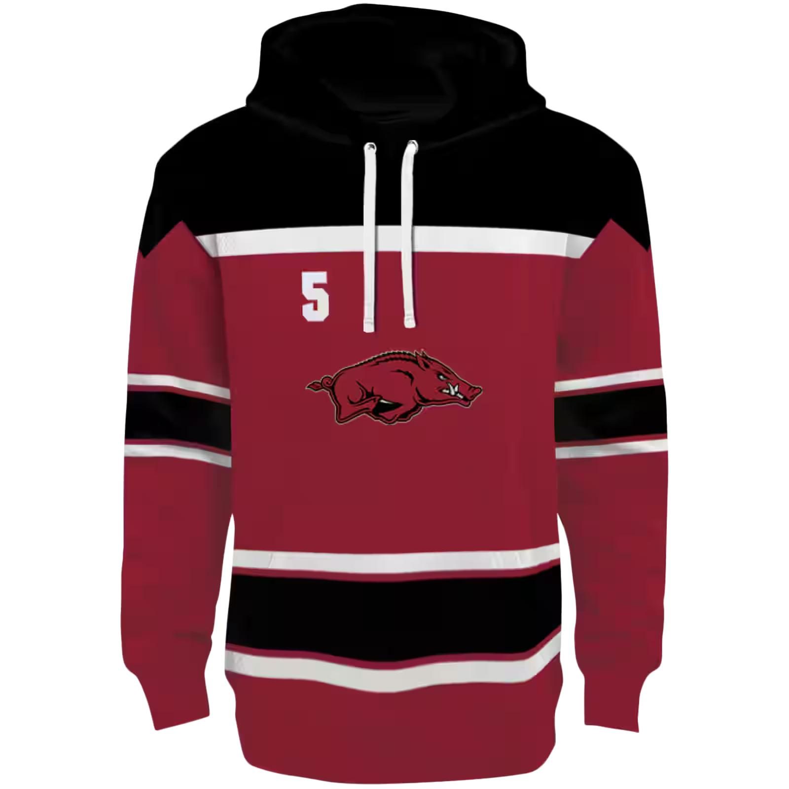 Customized Arkansas Razorbacks Striped Pattern Red Hoodie