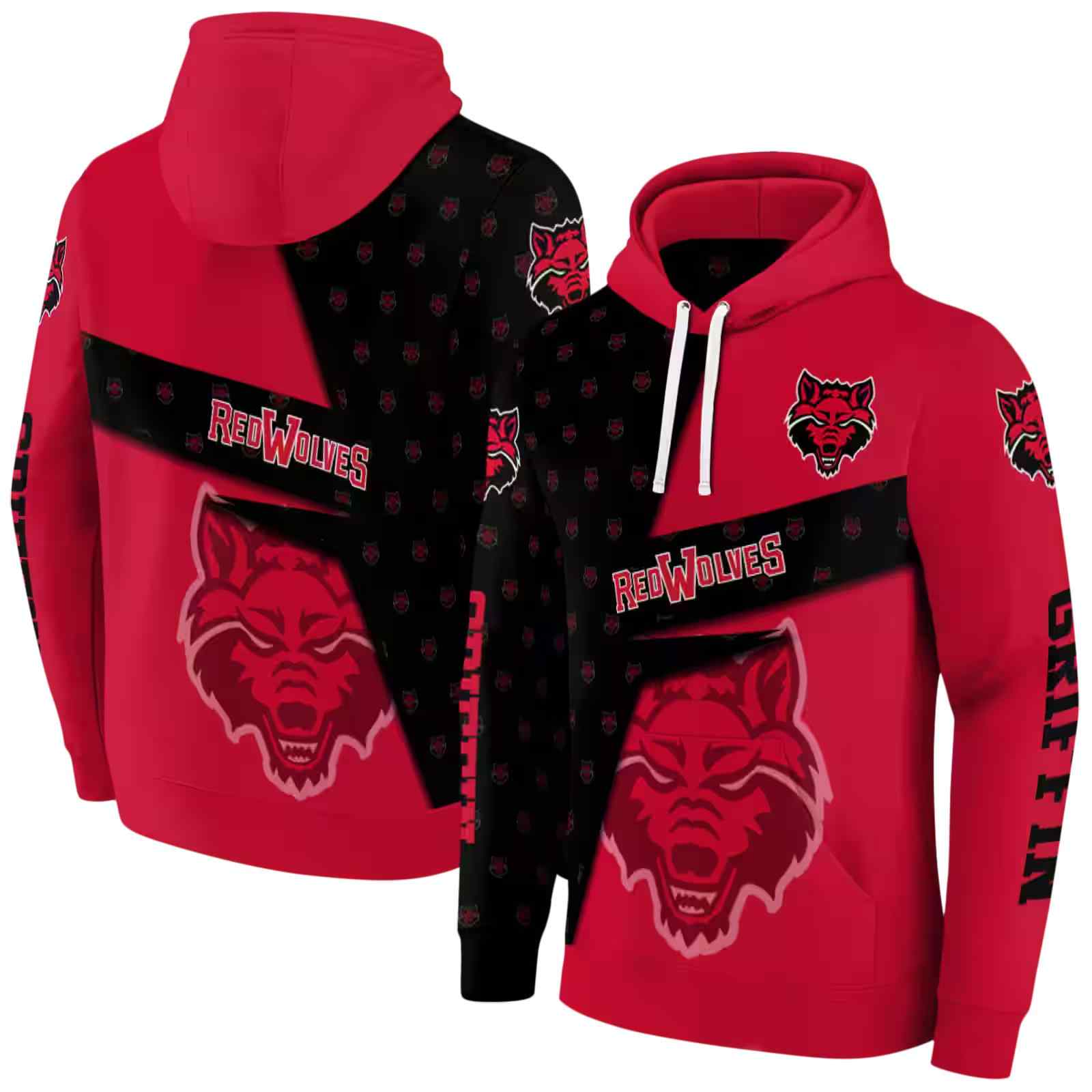 customized arkansas state red wolves abstract shape scarlet hoodie fashion forward