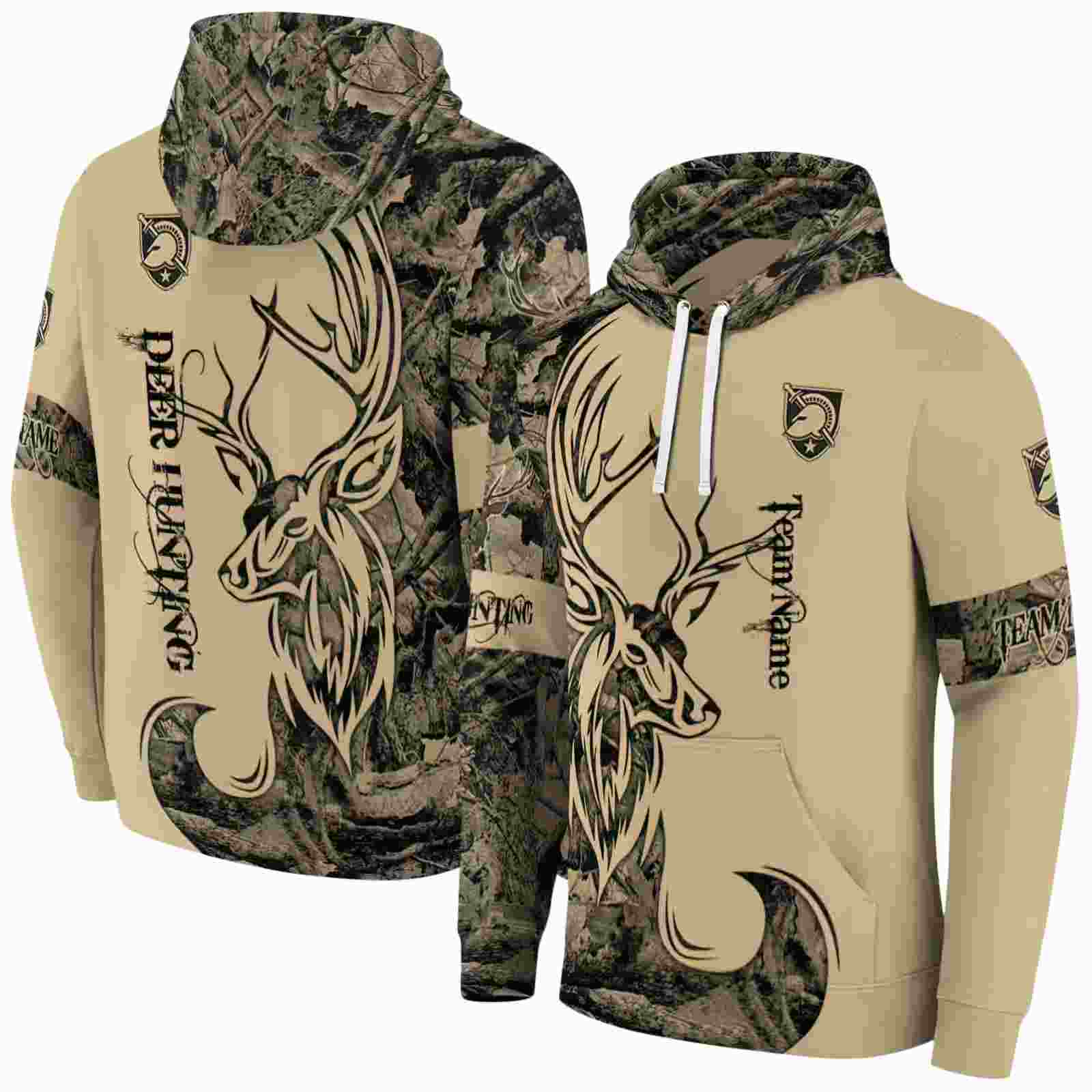 customized army black knights deer silhouette gold hoodie fashion forward