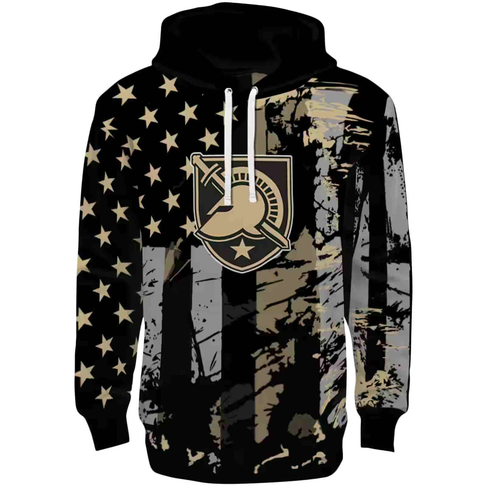 Customized Army Black Knights Distressed Flag Gold Black Hoodie