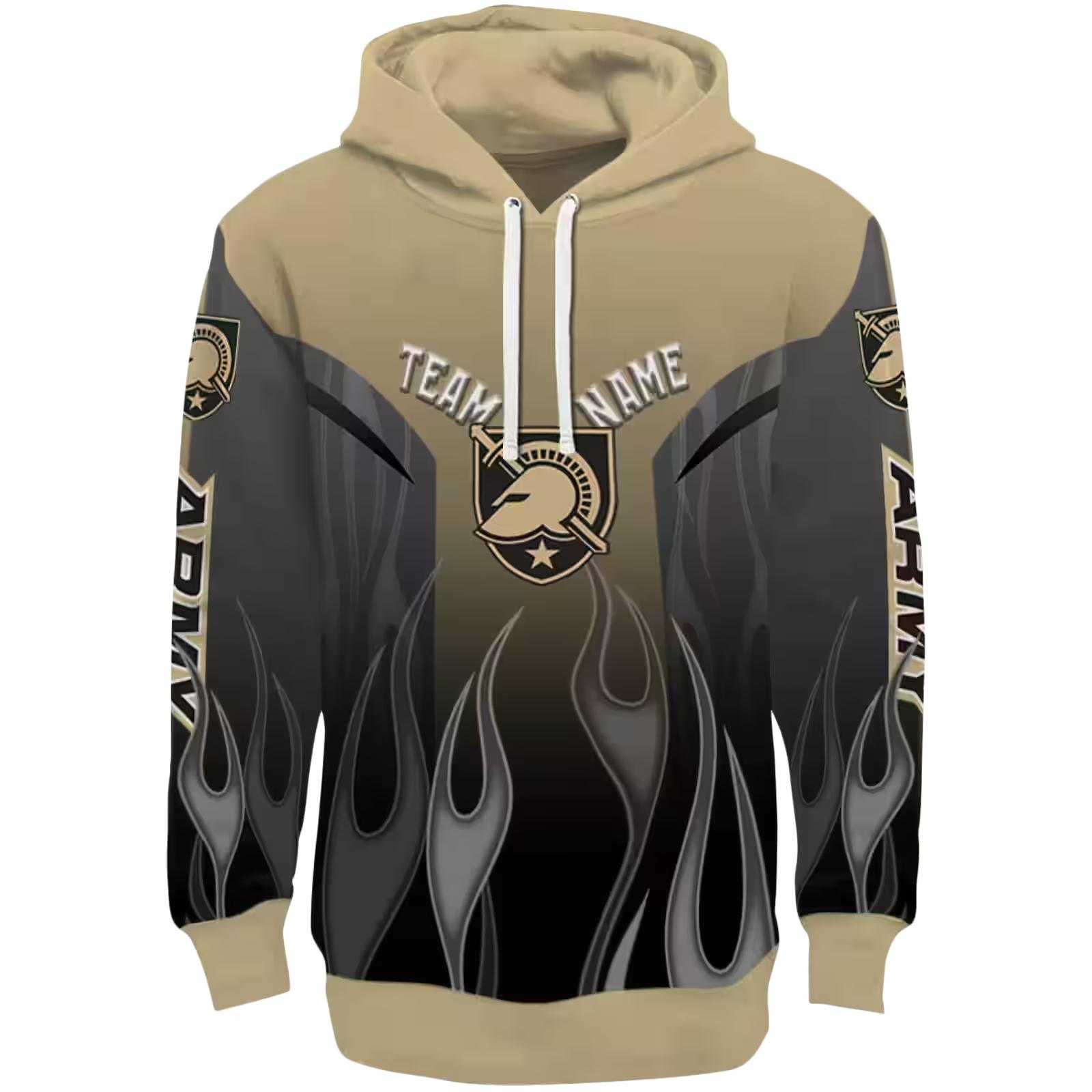 Customized Army Black Knights Flame Design Gold Hoodie