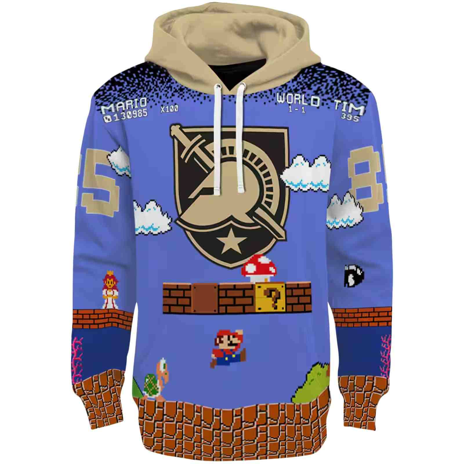 Customized Army Black Knights Mario Blue Black Hoodie