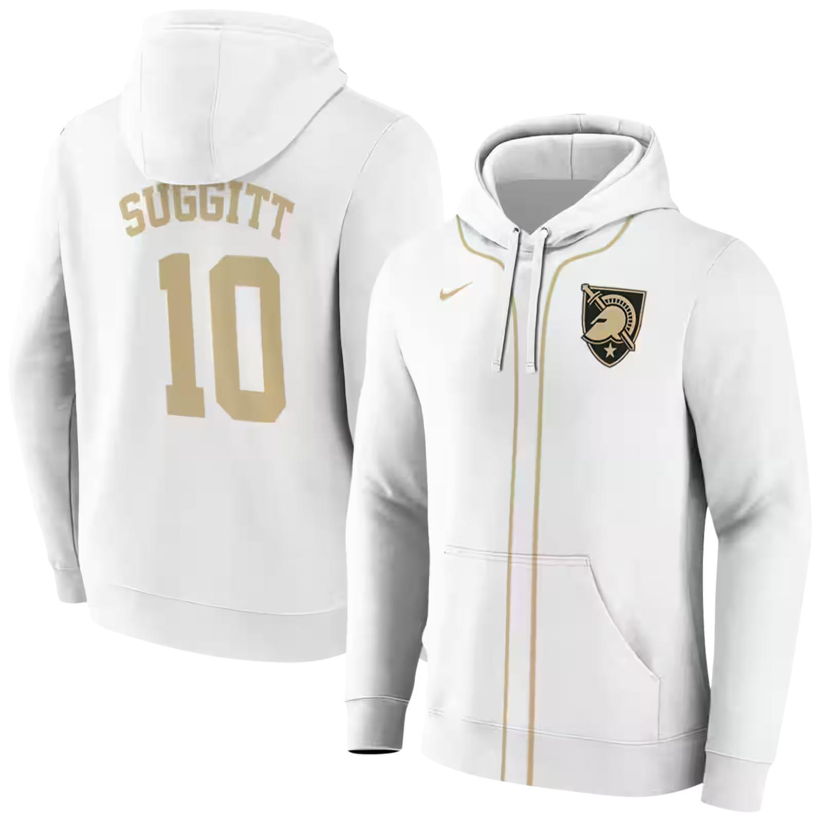 customized army black knights sporty stripe white hoodie fashion forward