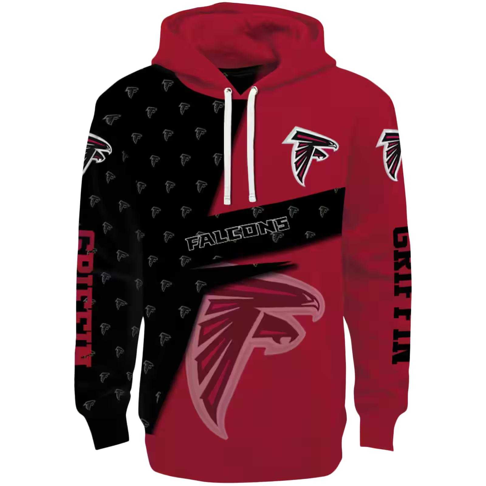 Customized Atlanta Falcons Abstract Shape Red Hoodie