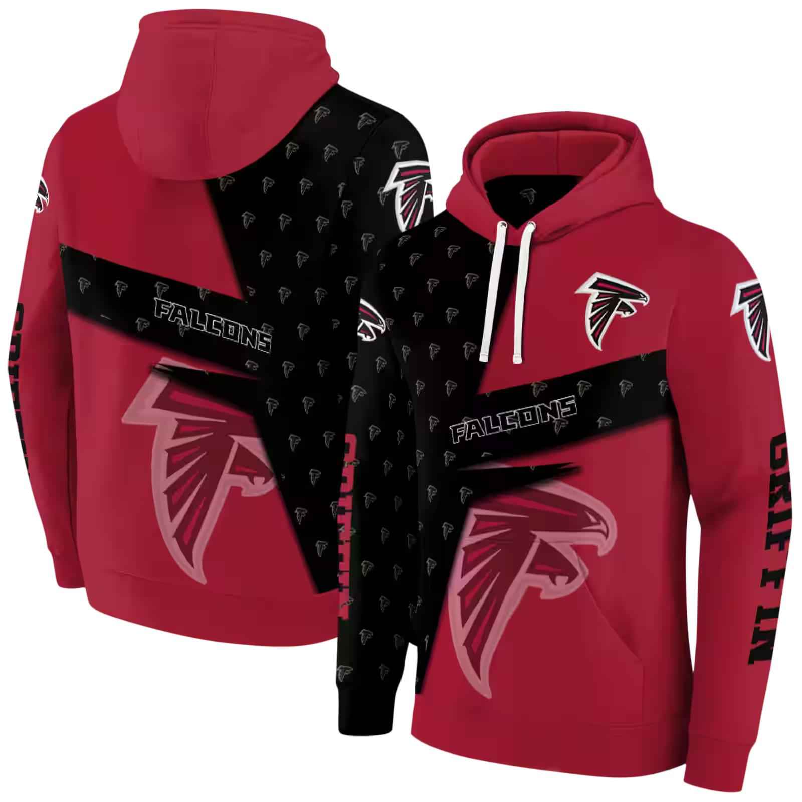 customized atlanta falcons abstract shape red hoodie fashion forward