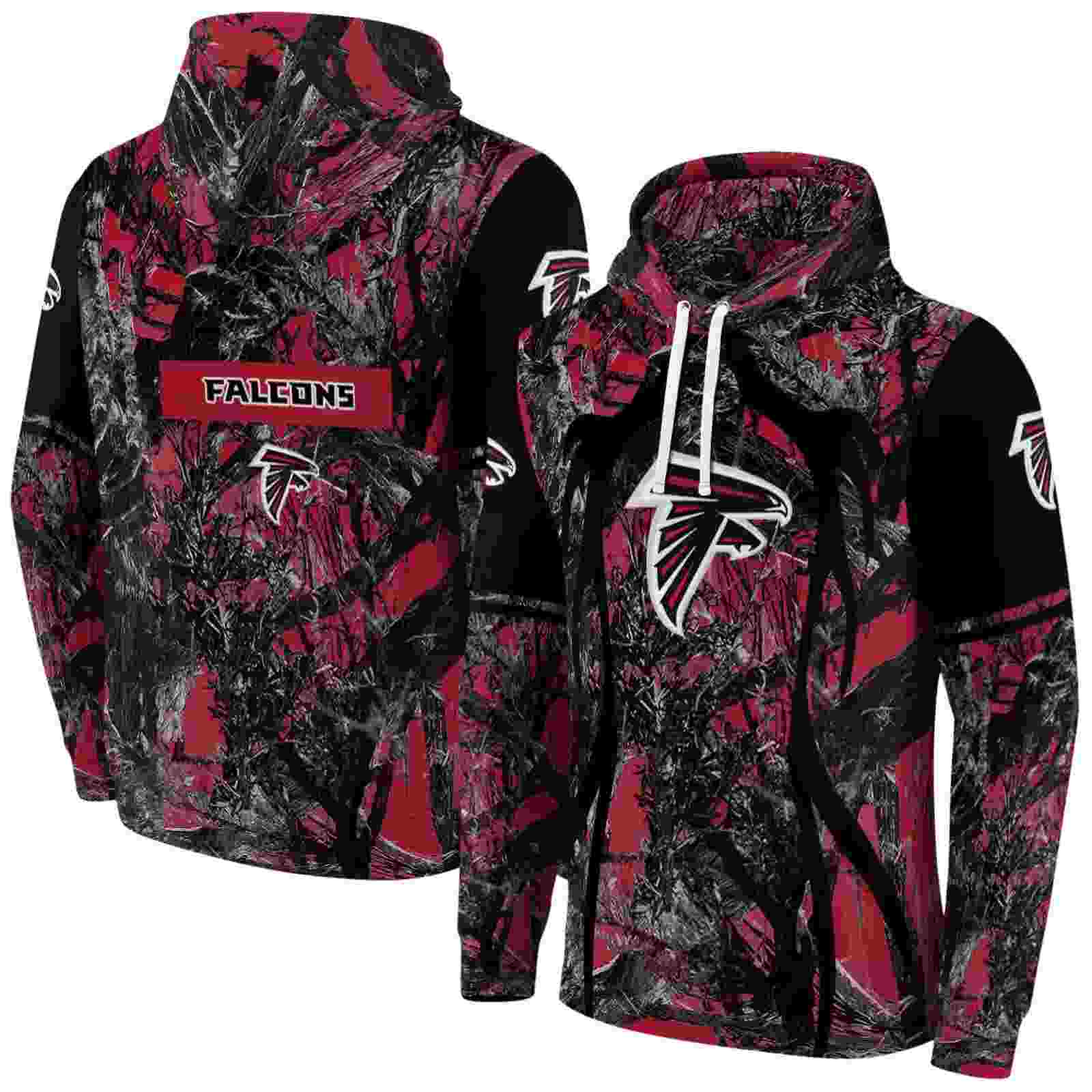 customized atlanta falcons hunting theme red black hoodie fashion forward