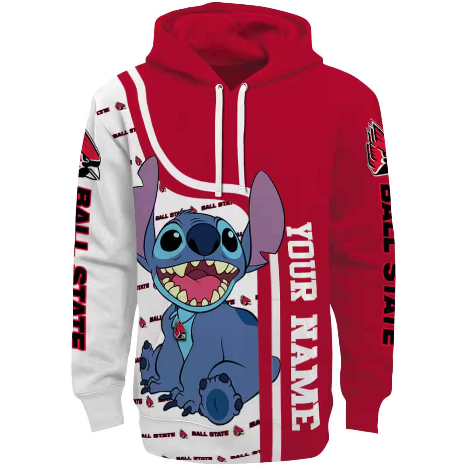 Customized Ball State Cardinals Stitch Red Hoodie