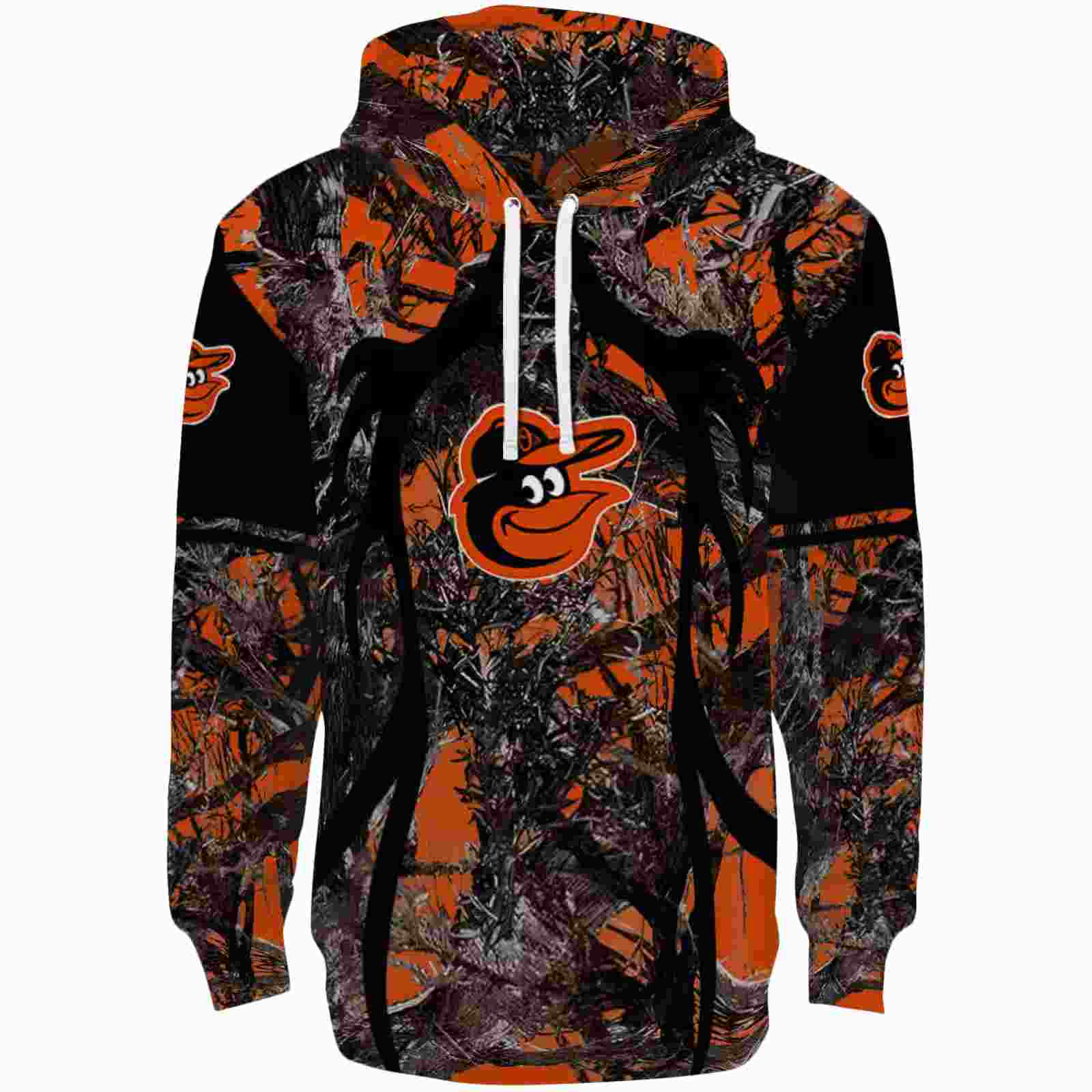 Customized Baltimore Orioles Hunting Theme Orange Black Hoodie