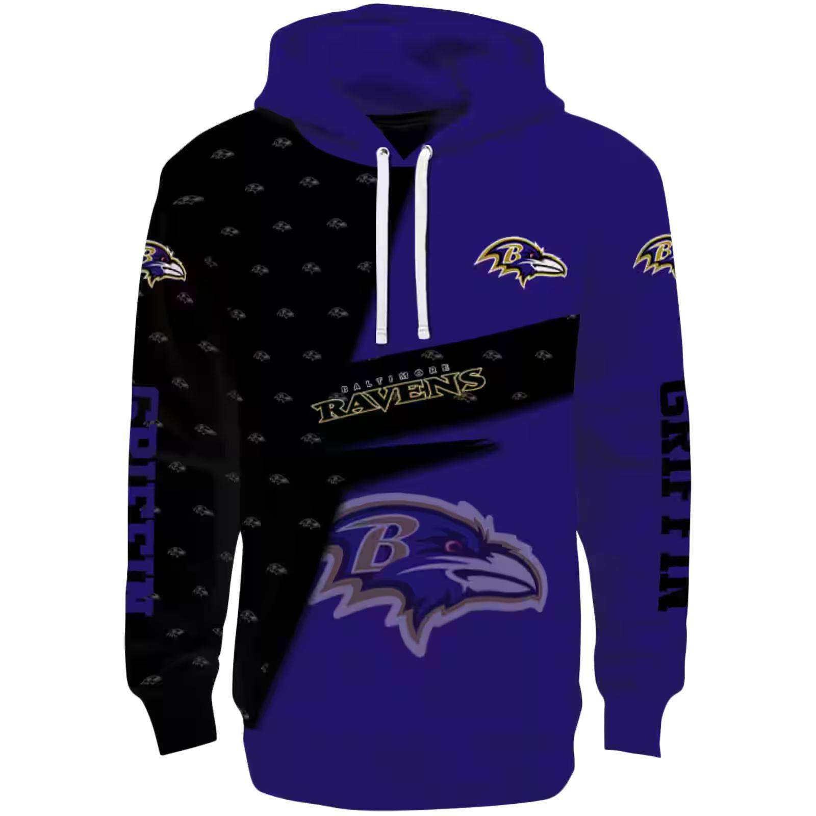 Customized Baltimore Ravens Abstract Shape Purple Hoodie