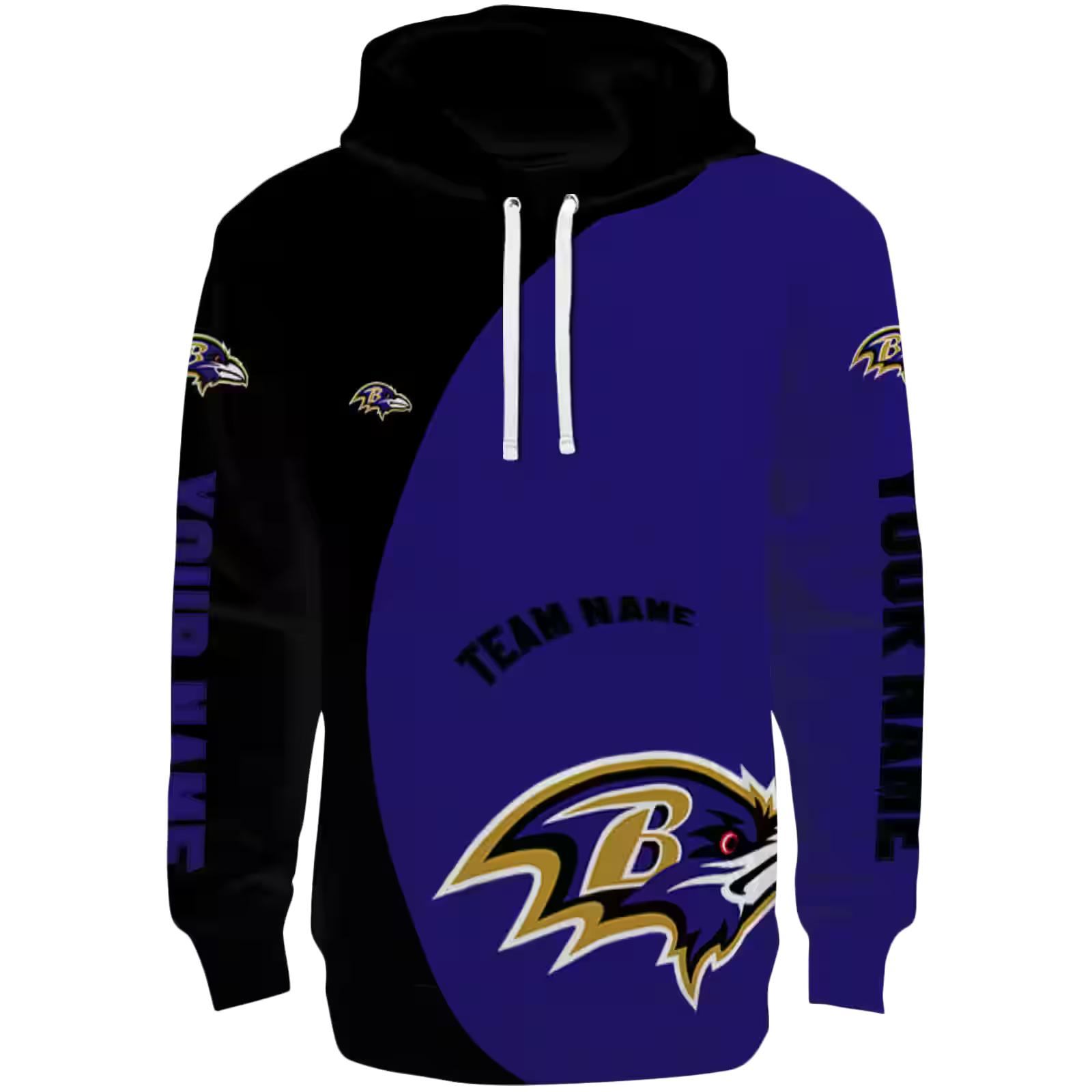 Customized Baltimore Ravens Minimalist Design Purple Black Hoodie