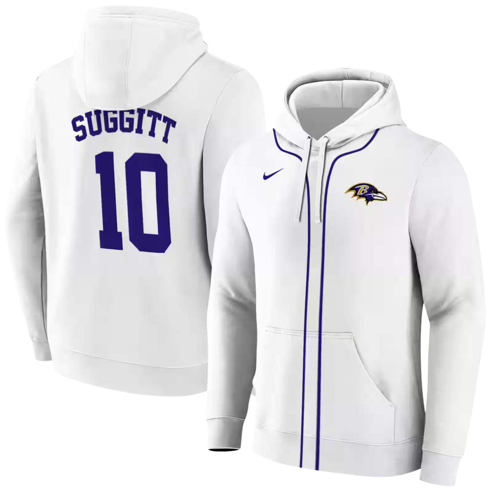 customized baltimore ravens sporty stripe white hoodie fashion forward