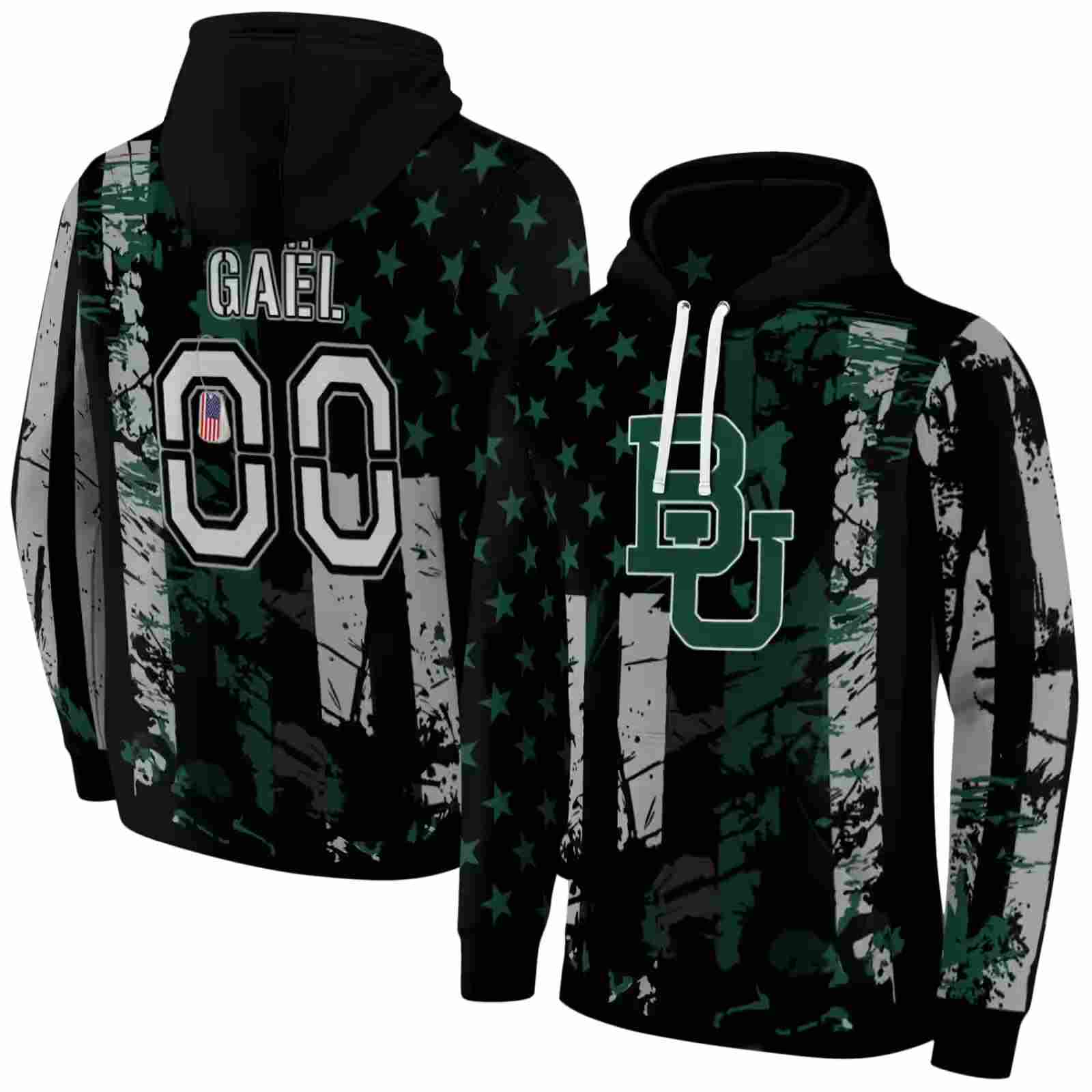 customized baylor bears distressed flag green black hoodie fashion forward