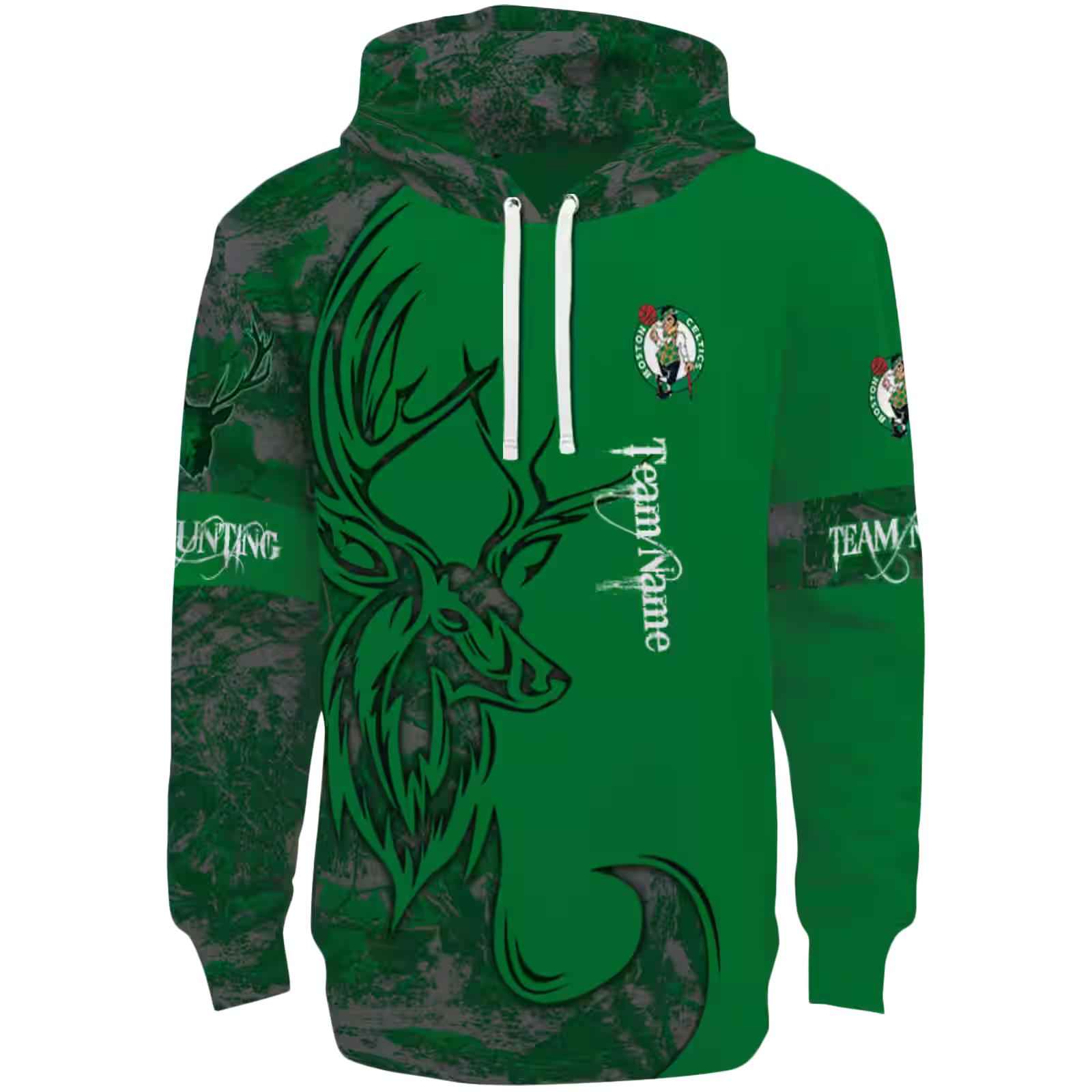 Customized Boston Celtics Deer Silhouette Green Hoodie