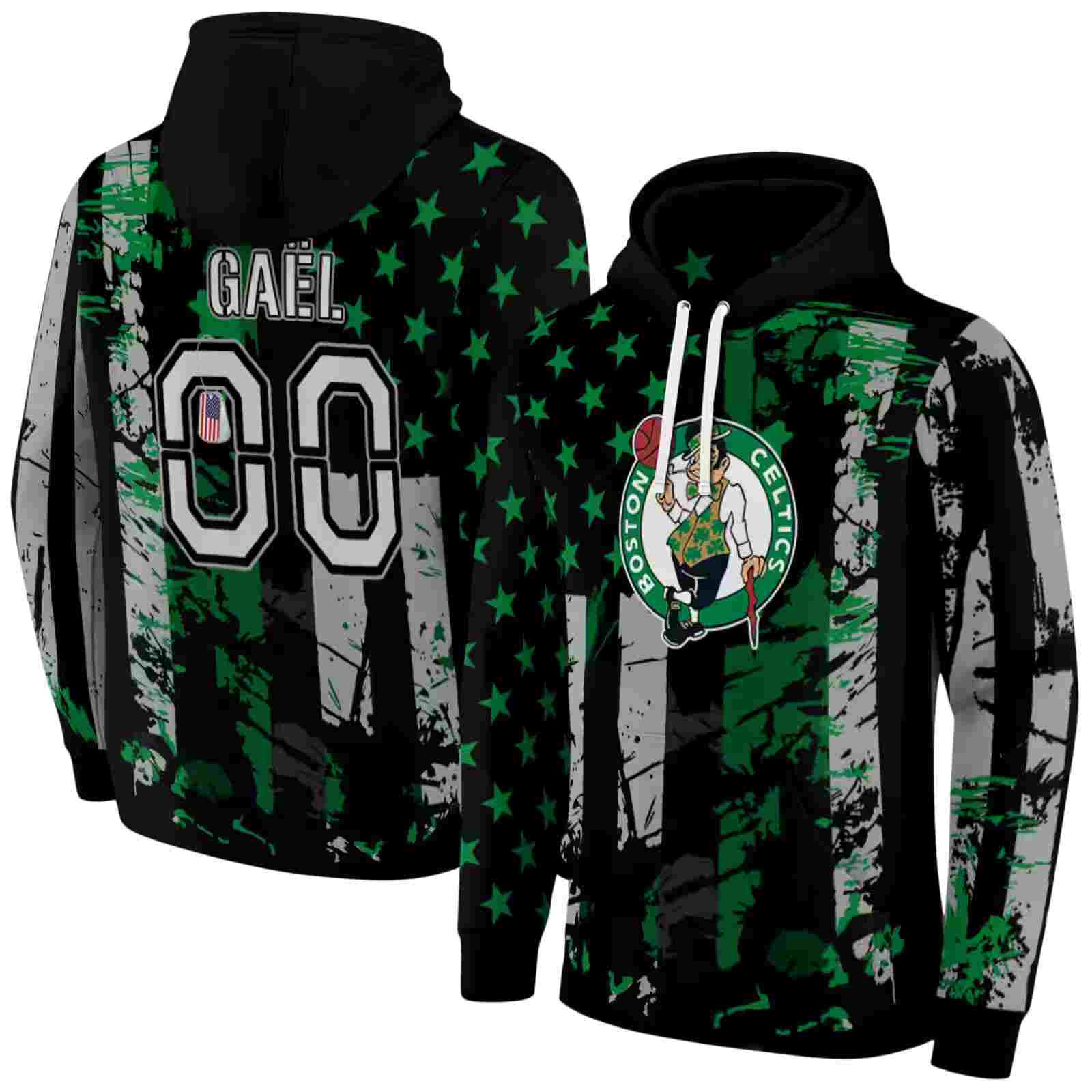 customized boston celtics distressed flag green black hoodie fashion forward