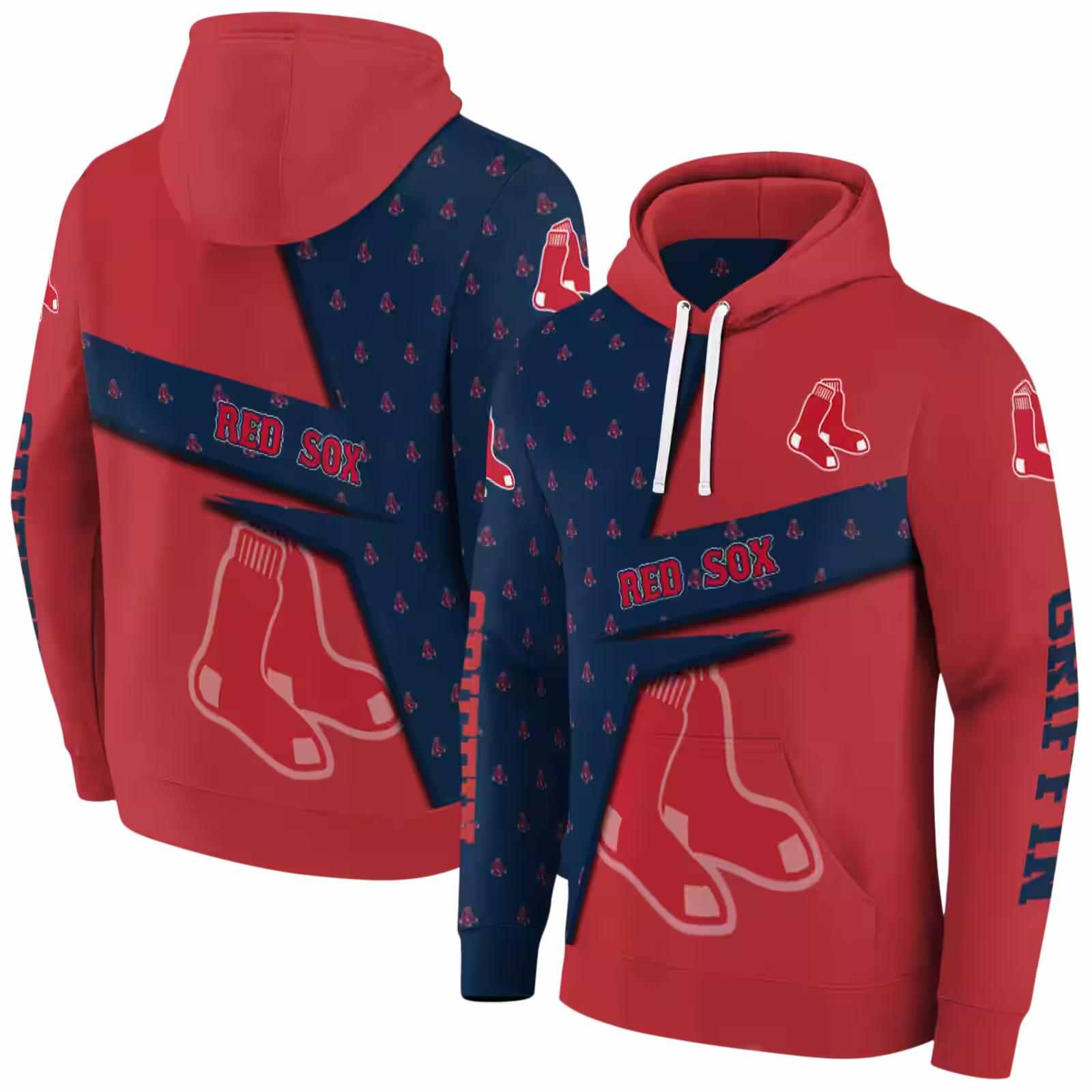 customized boston red sox abstract shape red hoodie fashion forward