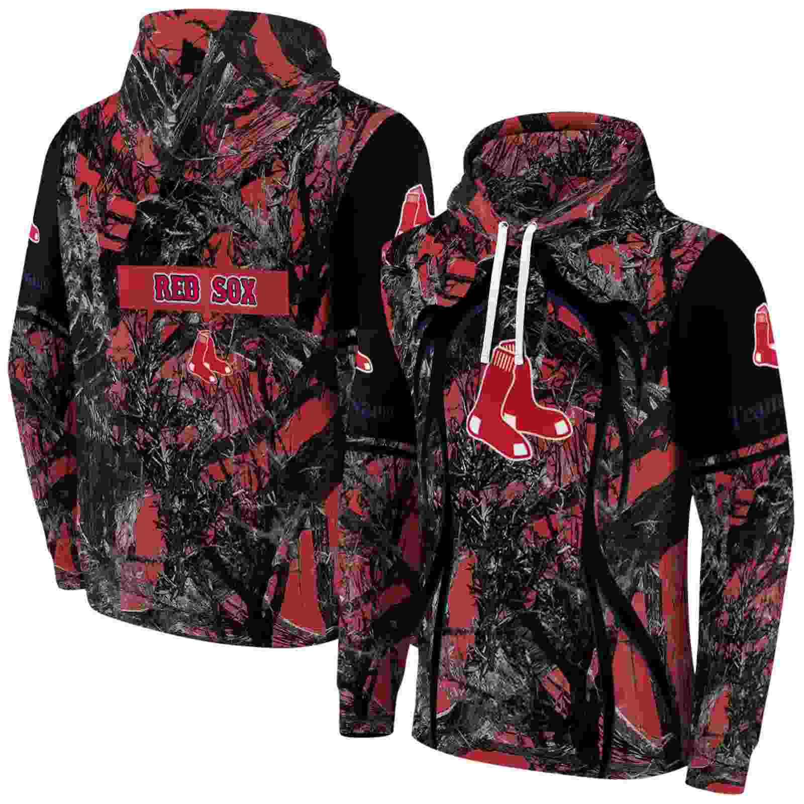 customized boston red sox hunting theme red black hoodie fashion forward