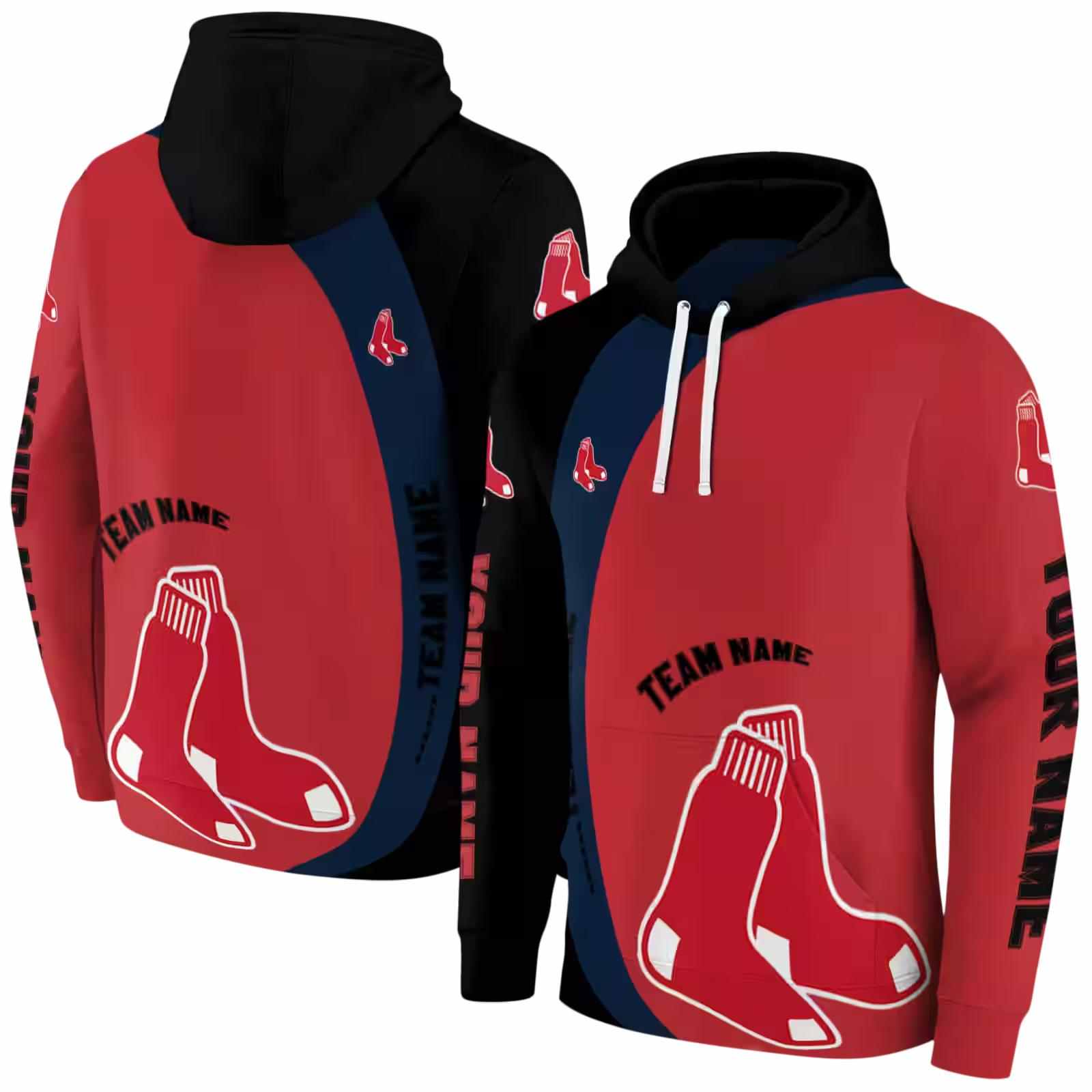customized boston red sox minimalist design red black hoodie fashion forward