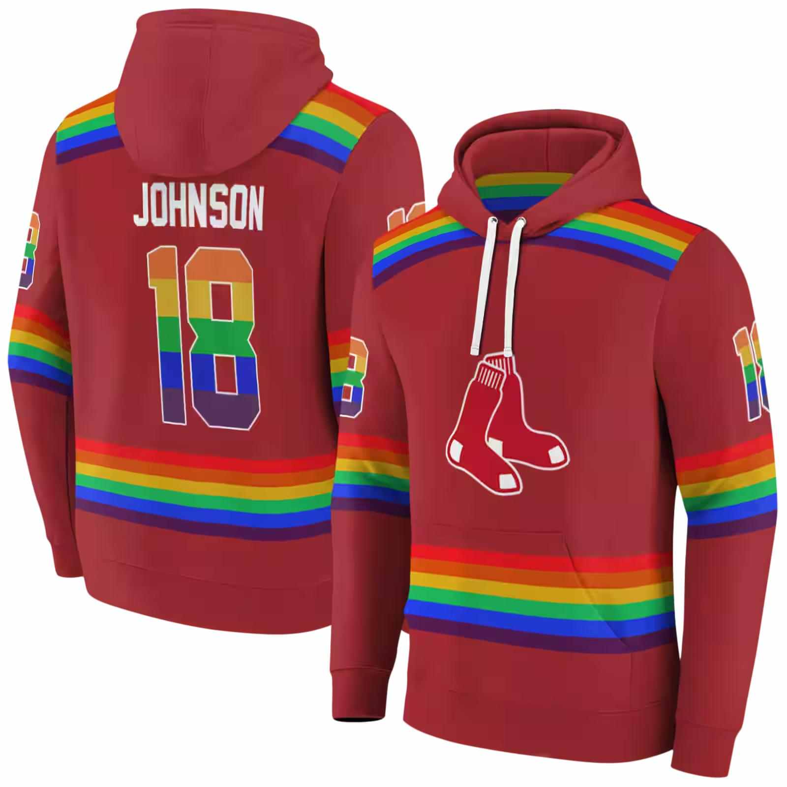 customized boston red sox rainbow stripes red hoodie fashion forward