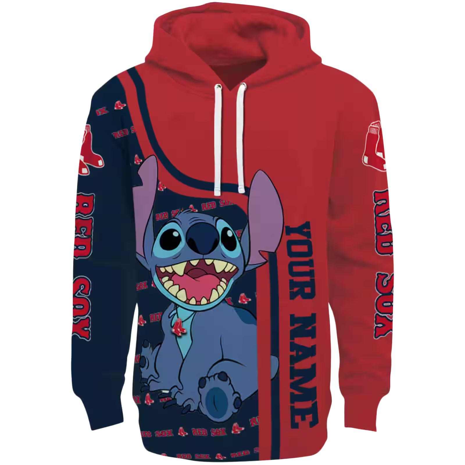 Customized Boston Red Sox Stitch Red Hoodie