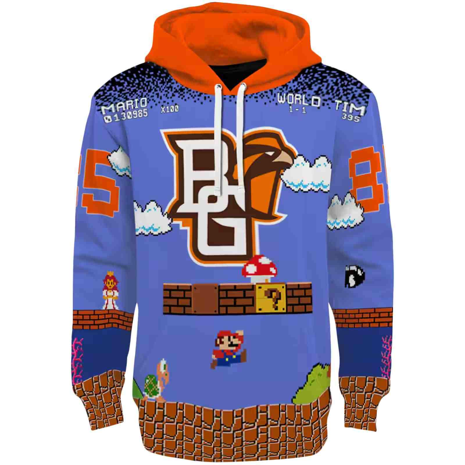 Customized Bowling Green Falcons Mario Blue Black Hoodie