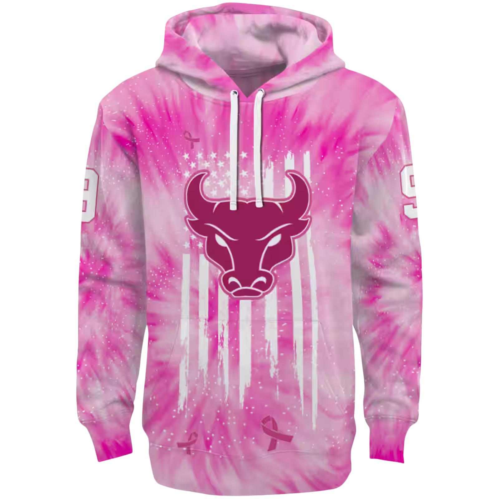 Customized Buffalo Bulls Cancer Support Pink Hoodie
