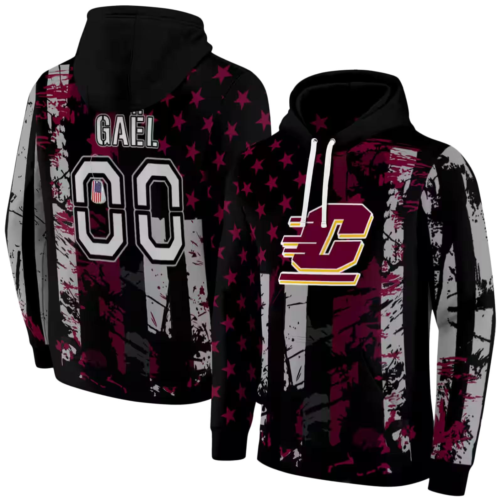 customized central michigan chippewas distressed flag maroon black hoodie fashion forward