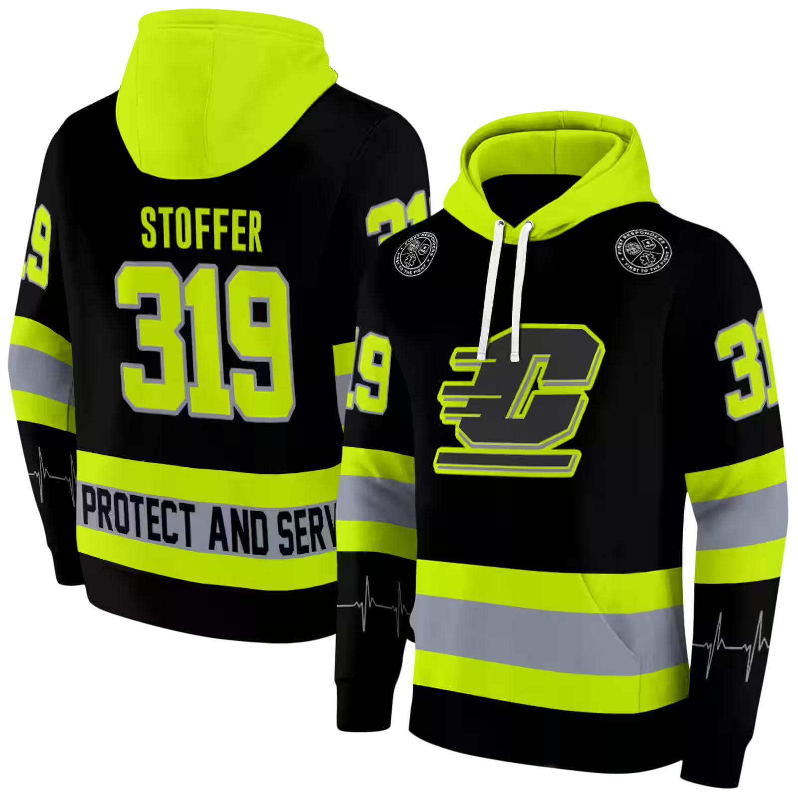 customized central michigan chippewas safety motif black neon green hoodie fashion forward