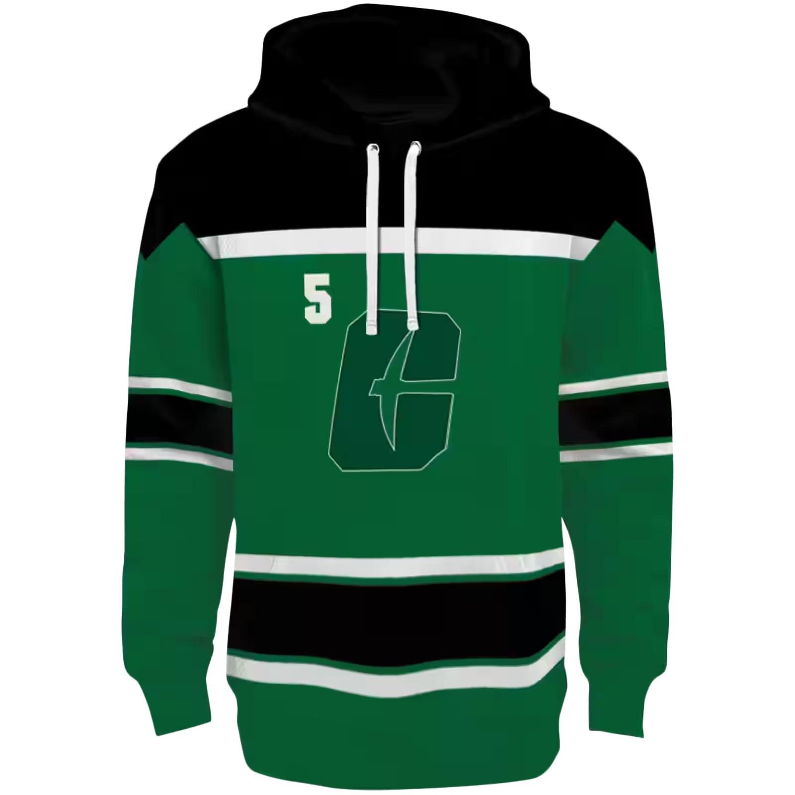 Customized Charlotte 49ers Striped Pattern Green Hoodie
