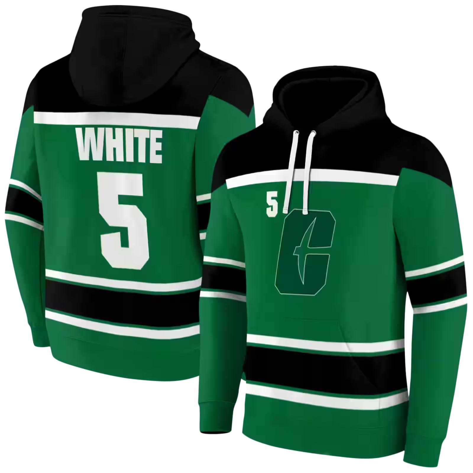 customized charlotte 49ers striped pattern green hoodie fashion forward