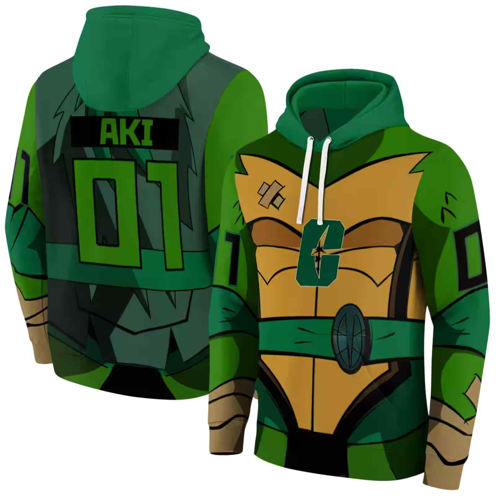 customized charlotte 49ers superhero armor green hoodie fashion forward
