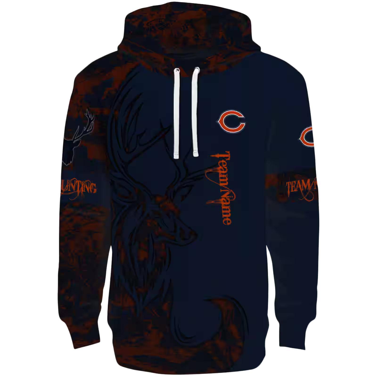 Customized Chicago Bears Deer Silhouette Blue Hoodie