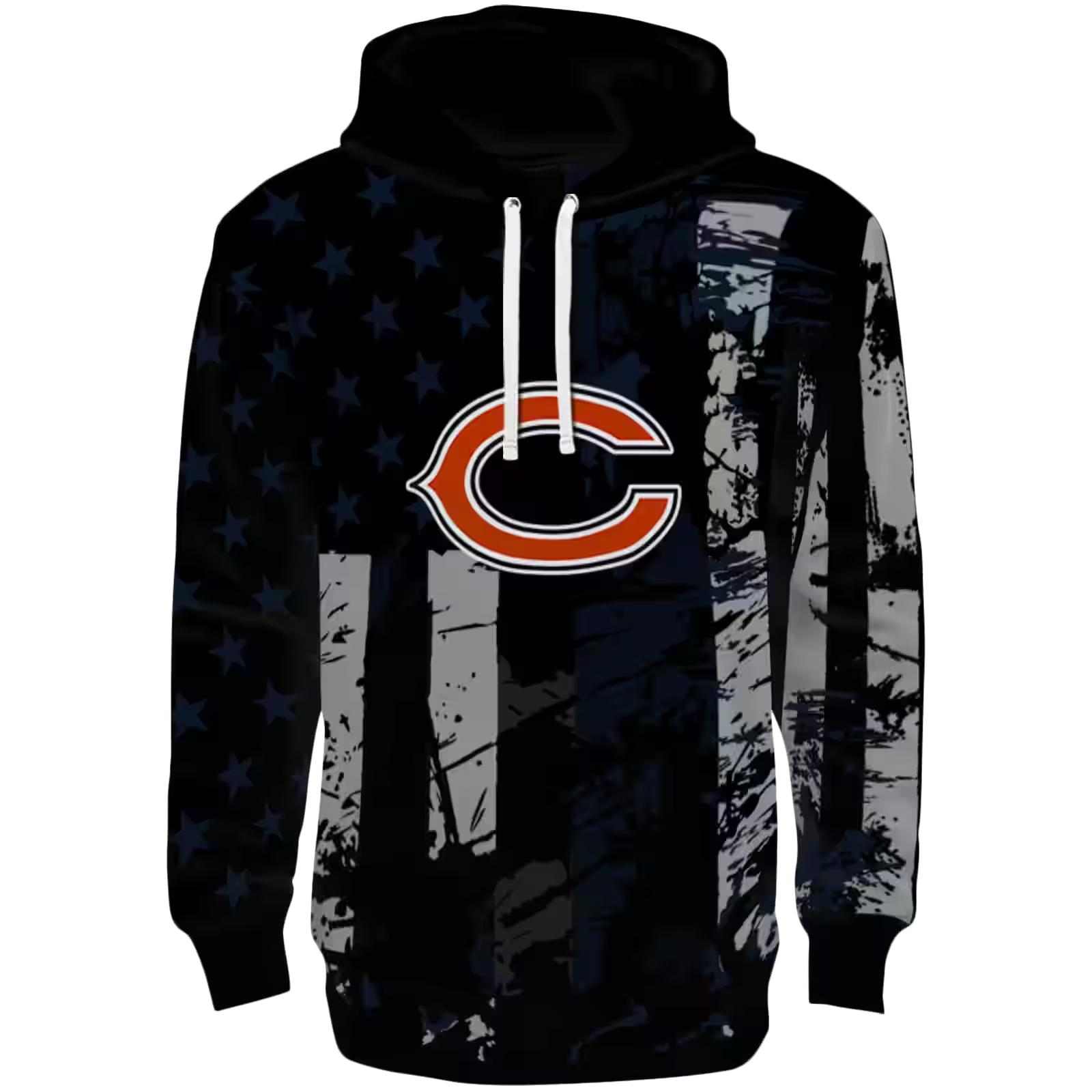 Customized Chicago Bears Distressed Flag Blue Black Hoodie