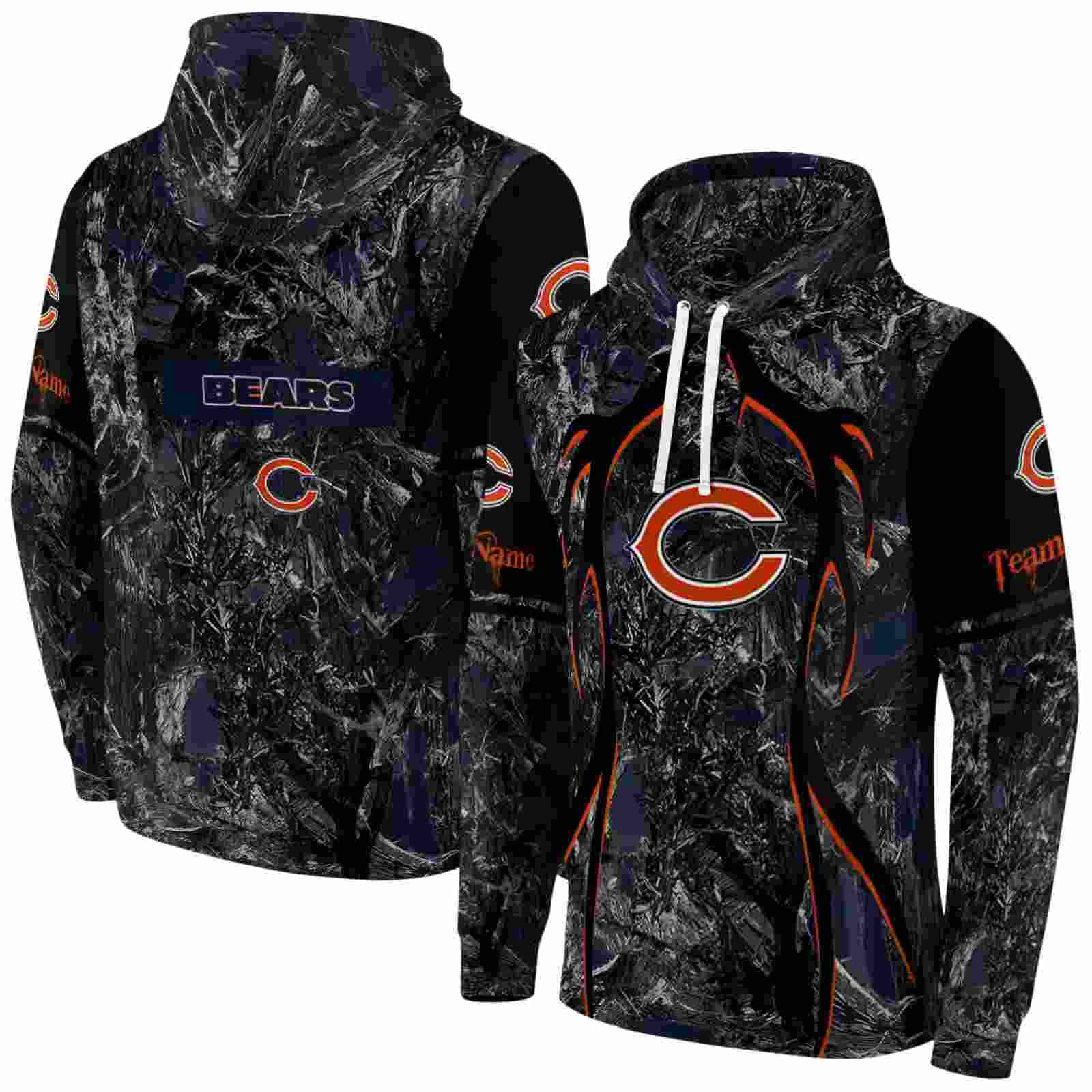 customized chicago bears hunting theme blue black hoodie fashion forward