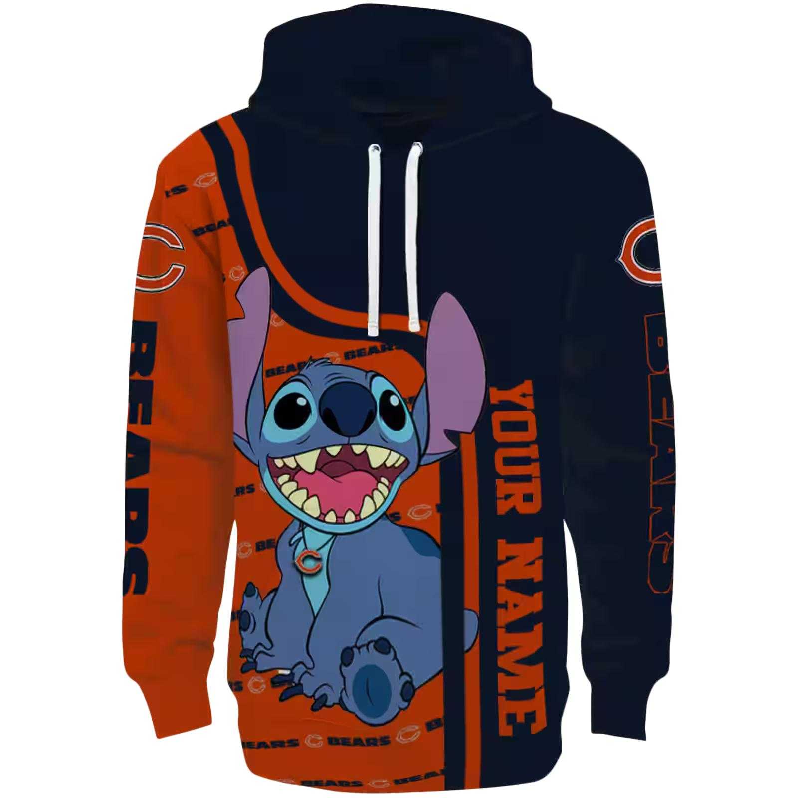 Customized Chicago Bears Stitch Blue Hoodie