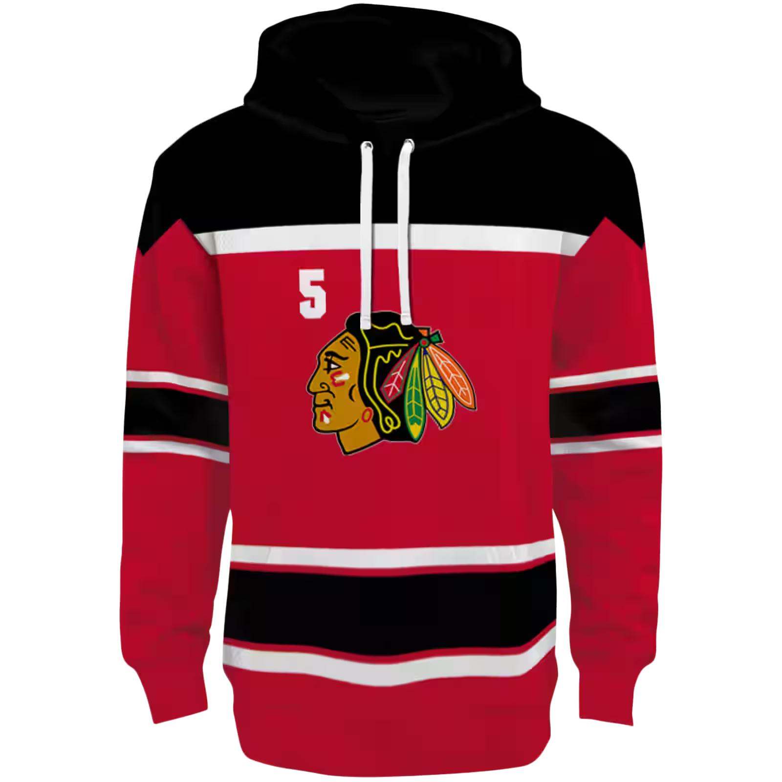 Customized Chicago Blackhawks Striped Pattern Red Hoodie