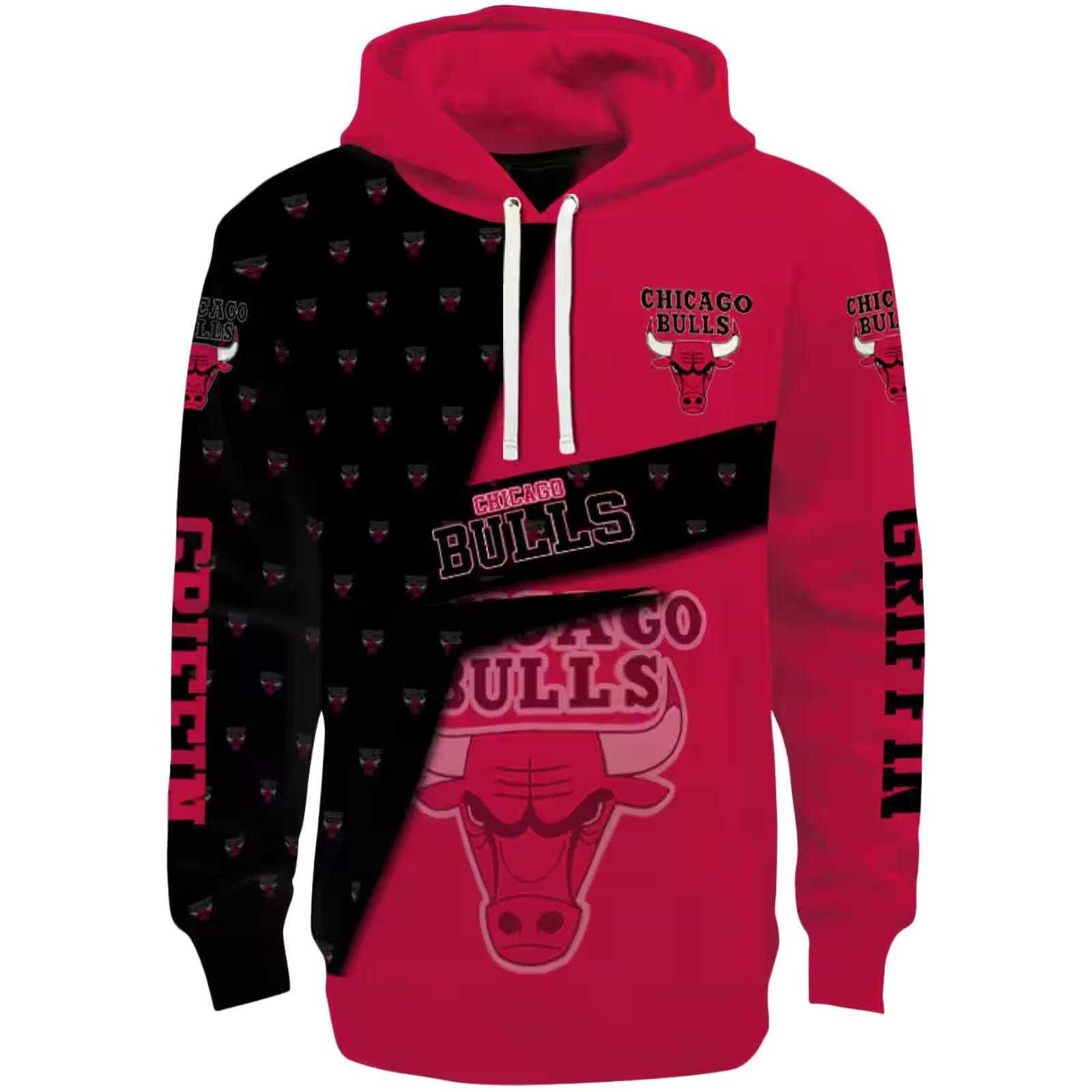 Customized Chicago Bulls Abstract Shape Red Hoodie