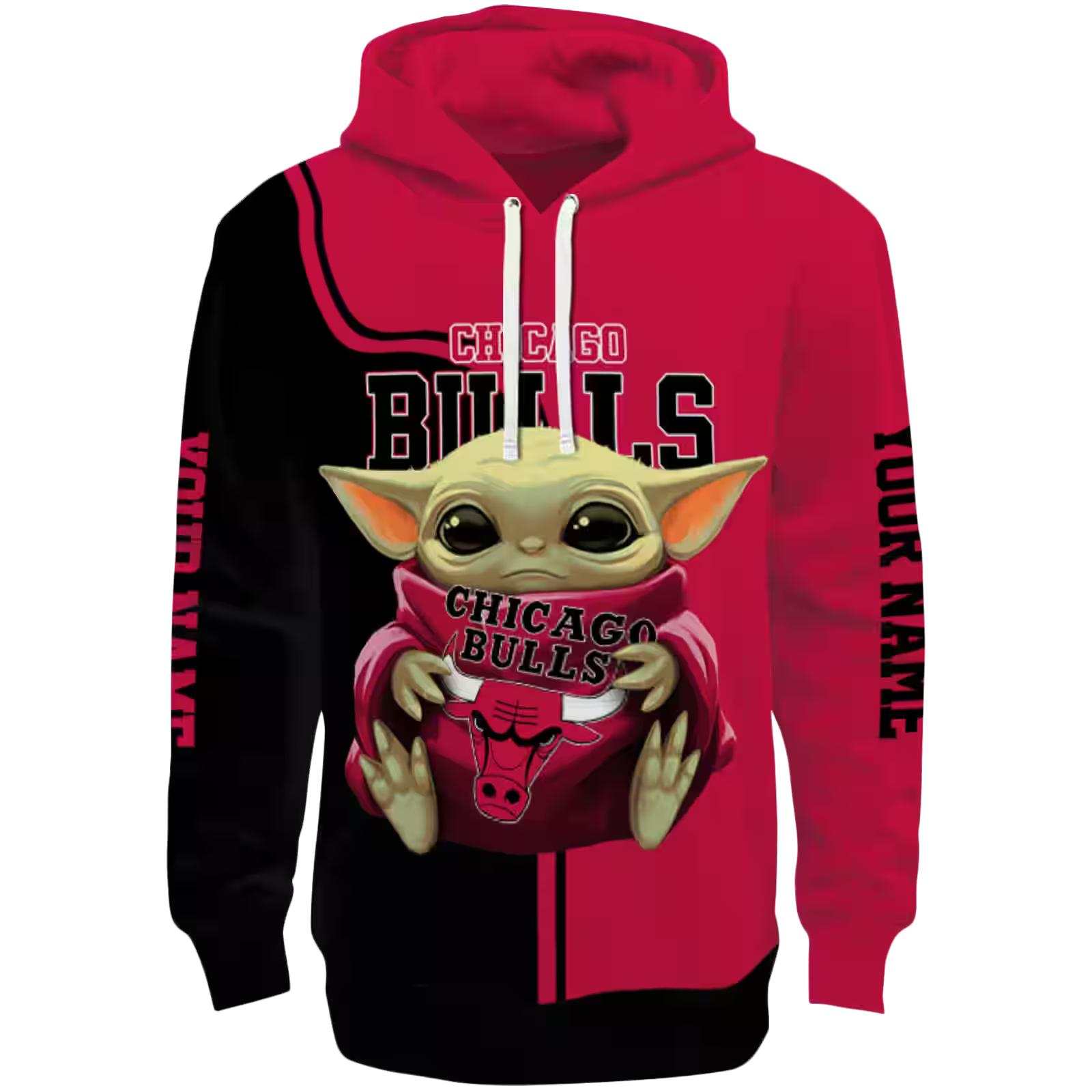 Customized Chicago Bulls Baby Yoda Red Black Hoodie