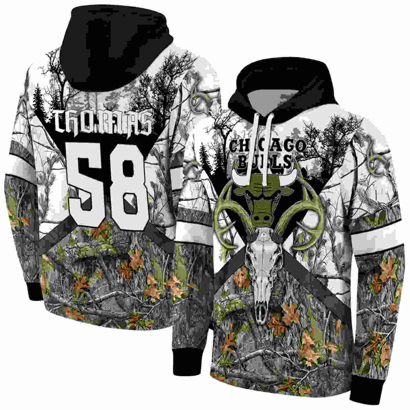 customized chicago bulls forest silhouette hoodie fashion forward