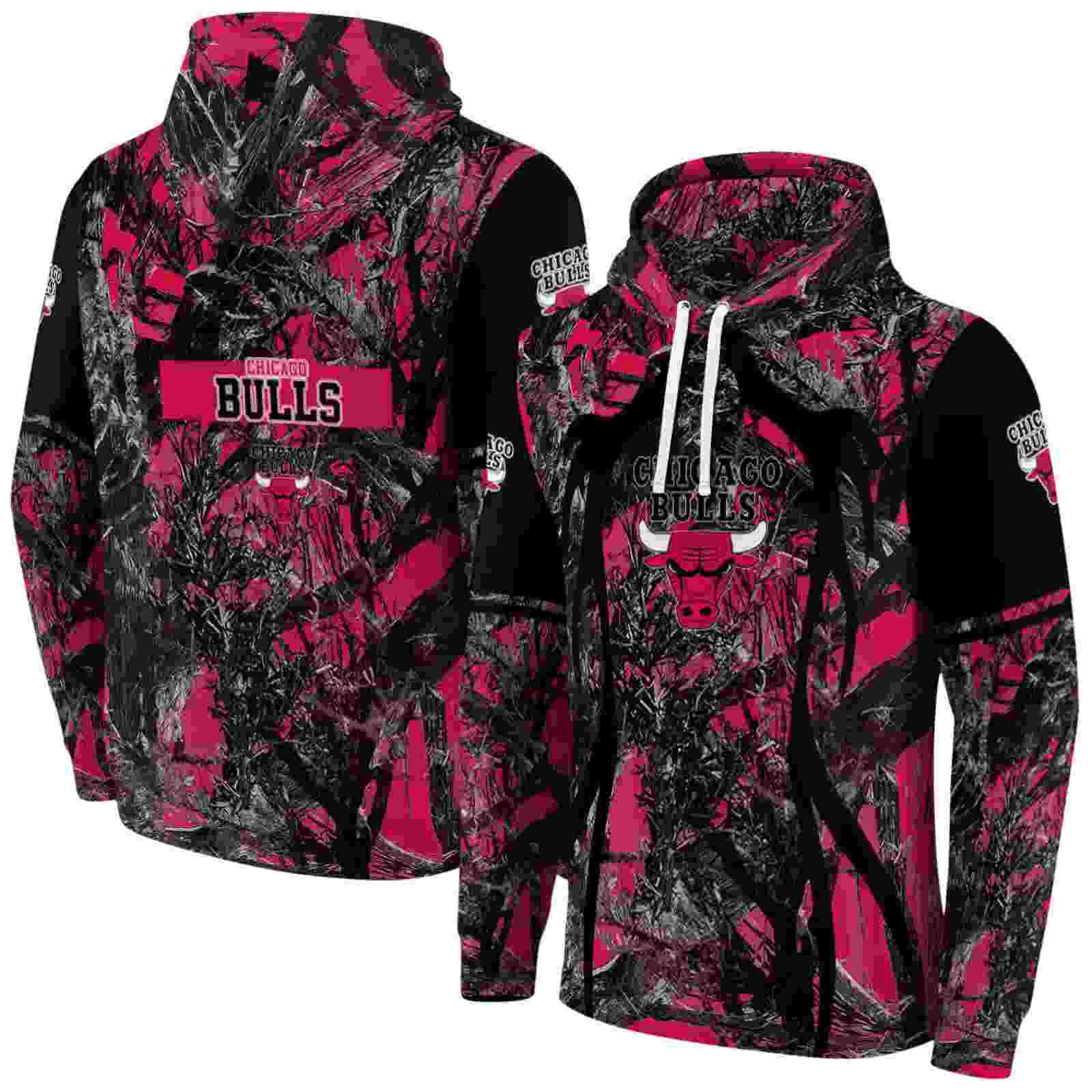 customized chicago bulls hunting theme red black hoodie fashion forward