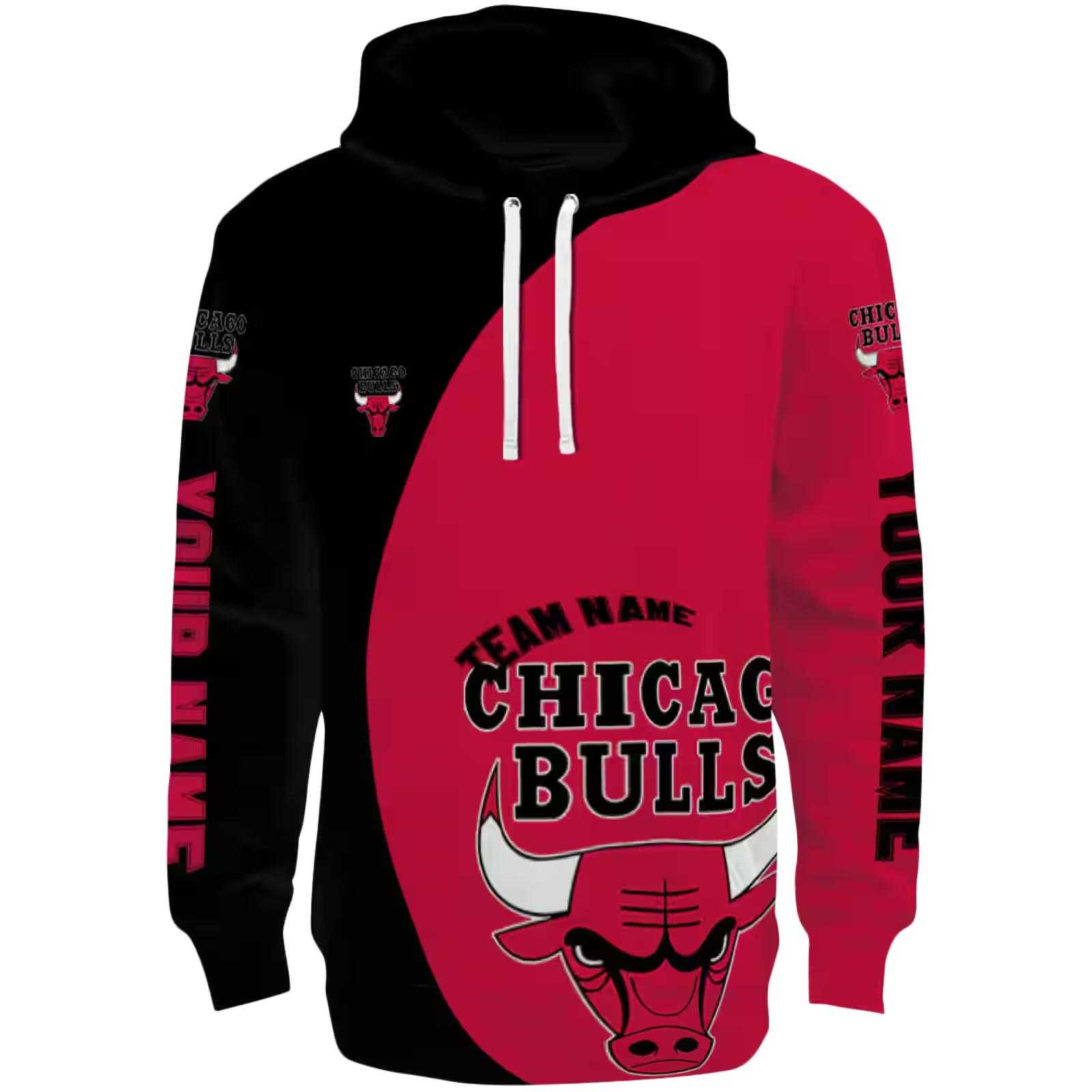 Customized Chicago Bulls Minimalist Design Red Black Hoodie