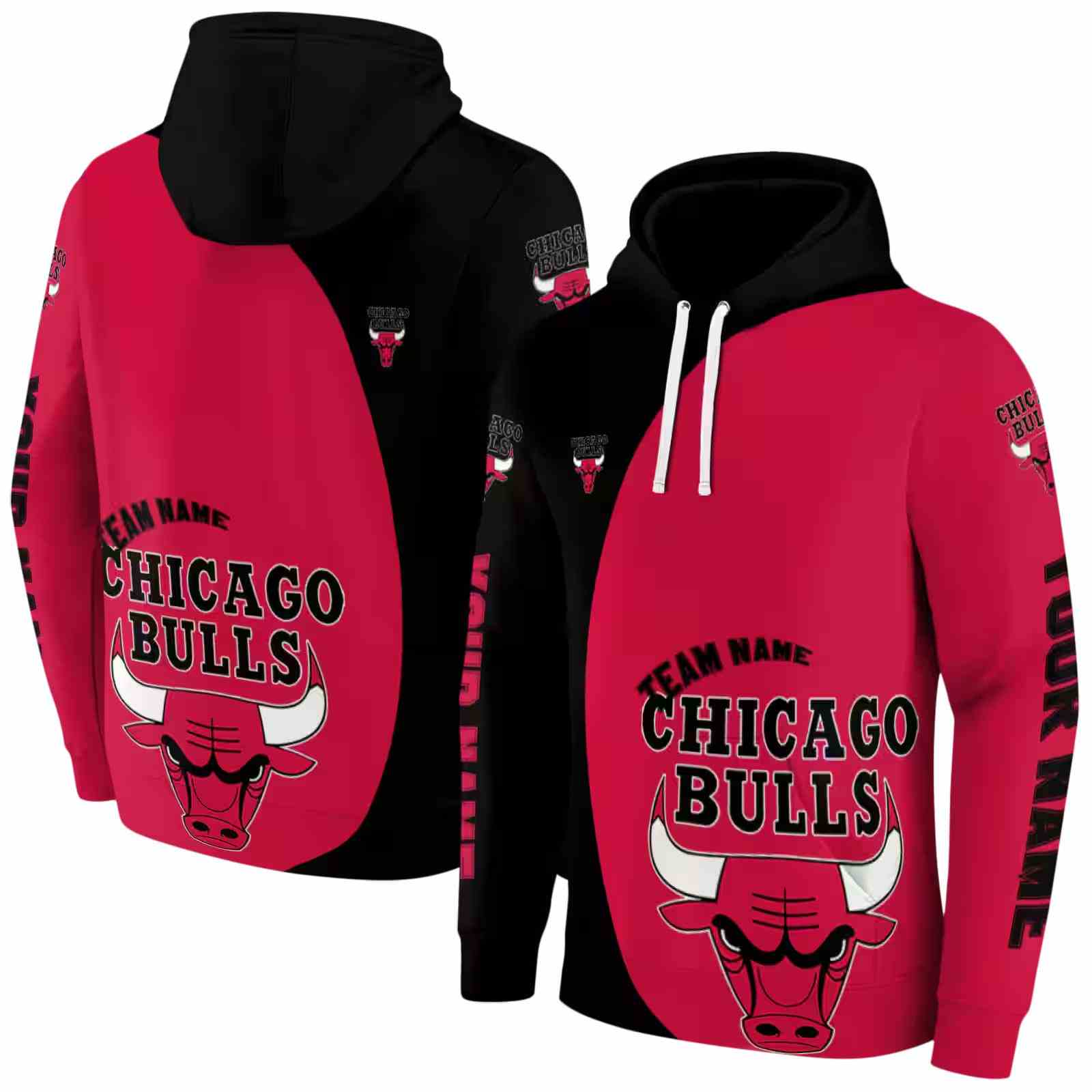 customized chicago bulls minimalist design red black hoodie fashion forward