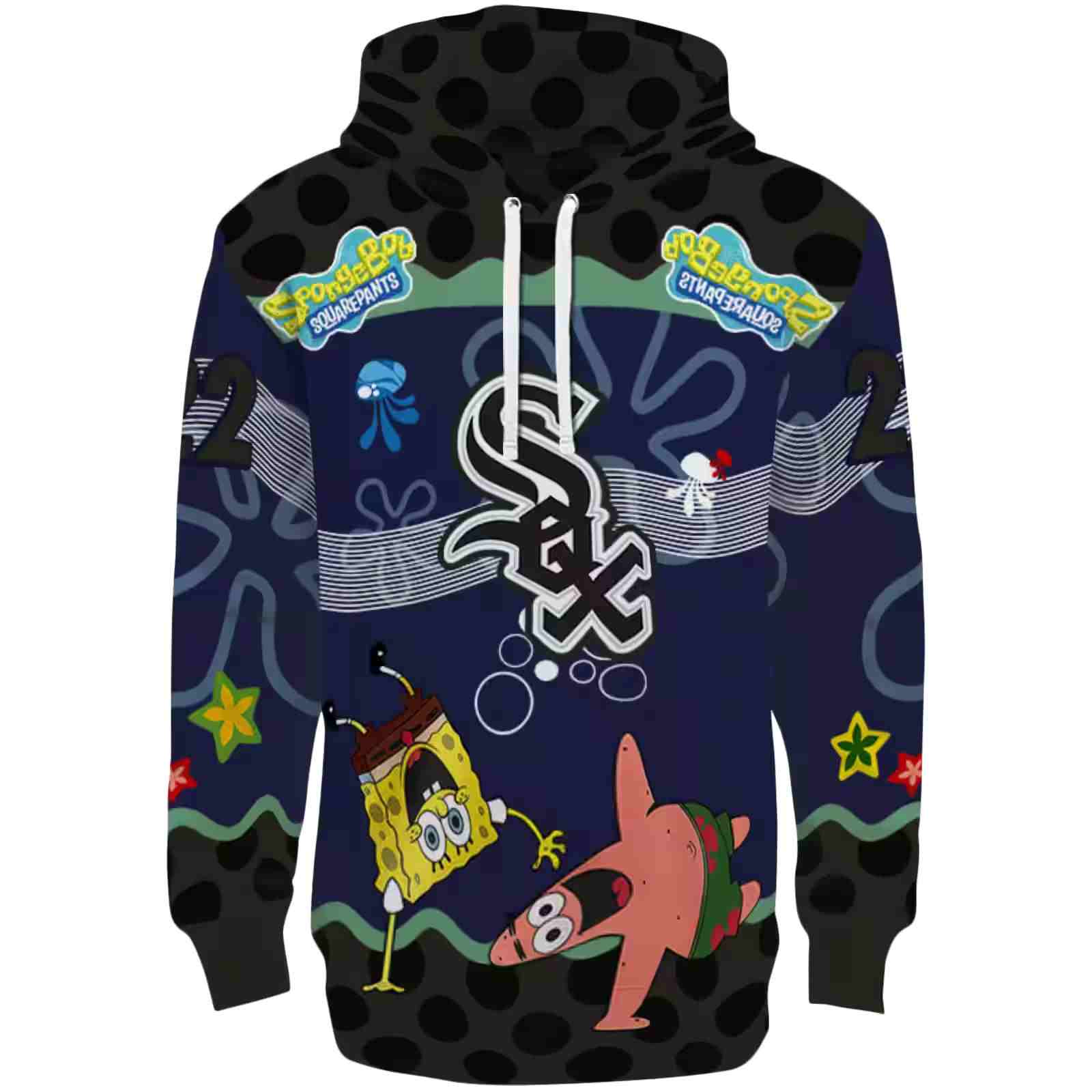 Customized Chicago White Sox Spongebob Patrick Star Black Navy Hoodie