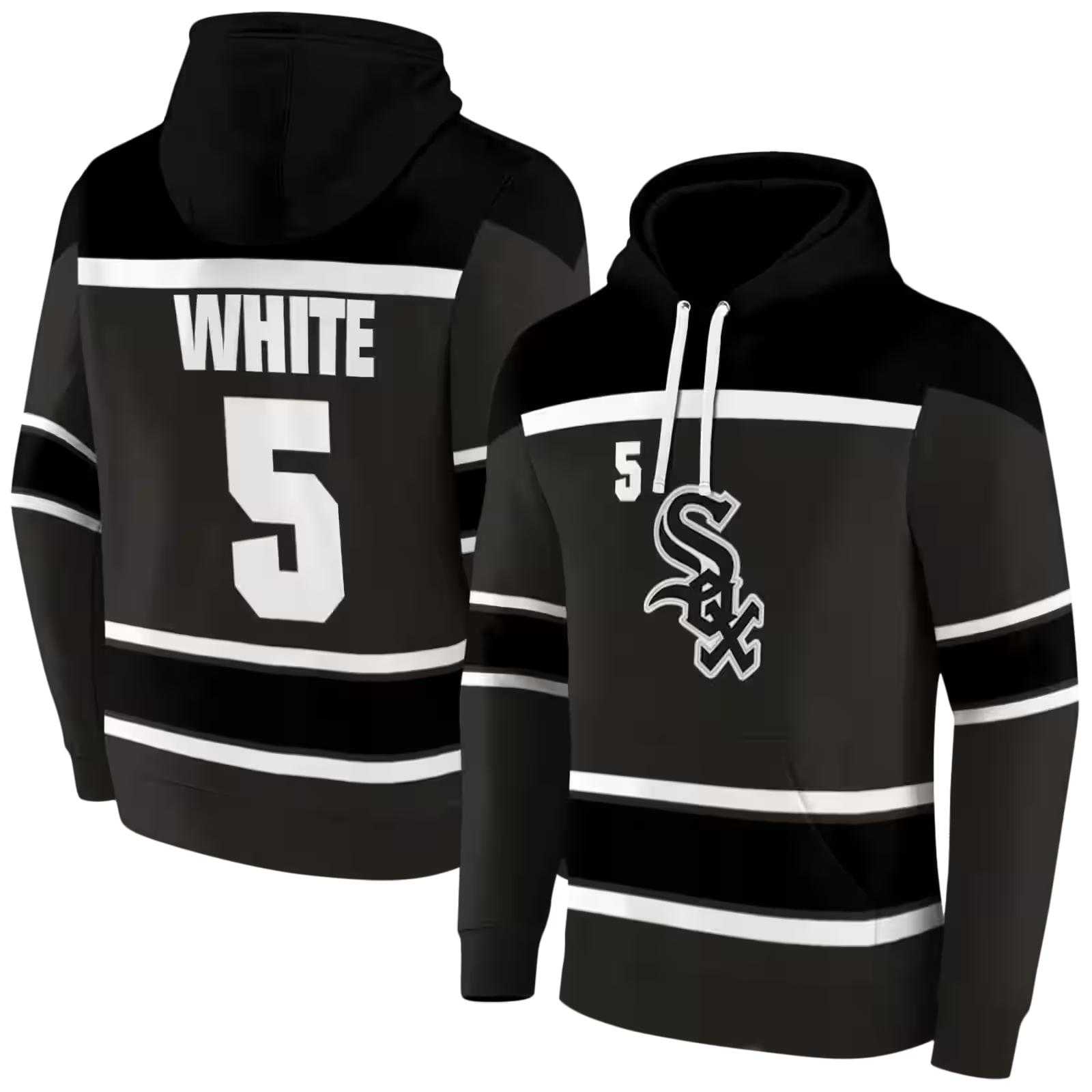 customized chicago white sox striped pattern black hoodie fashion forward