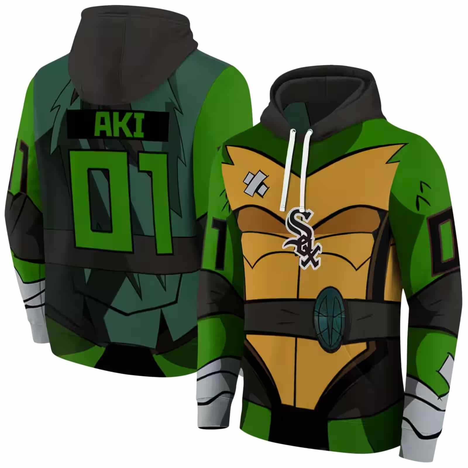 customized chicago white sox superhero armor black green hoodie fashion forward