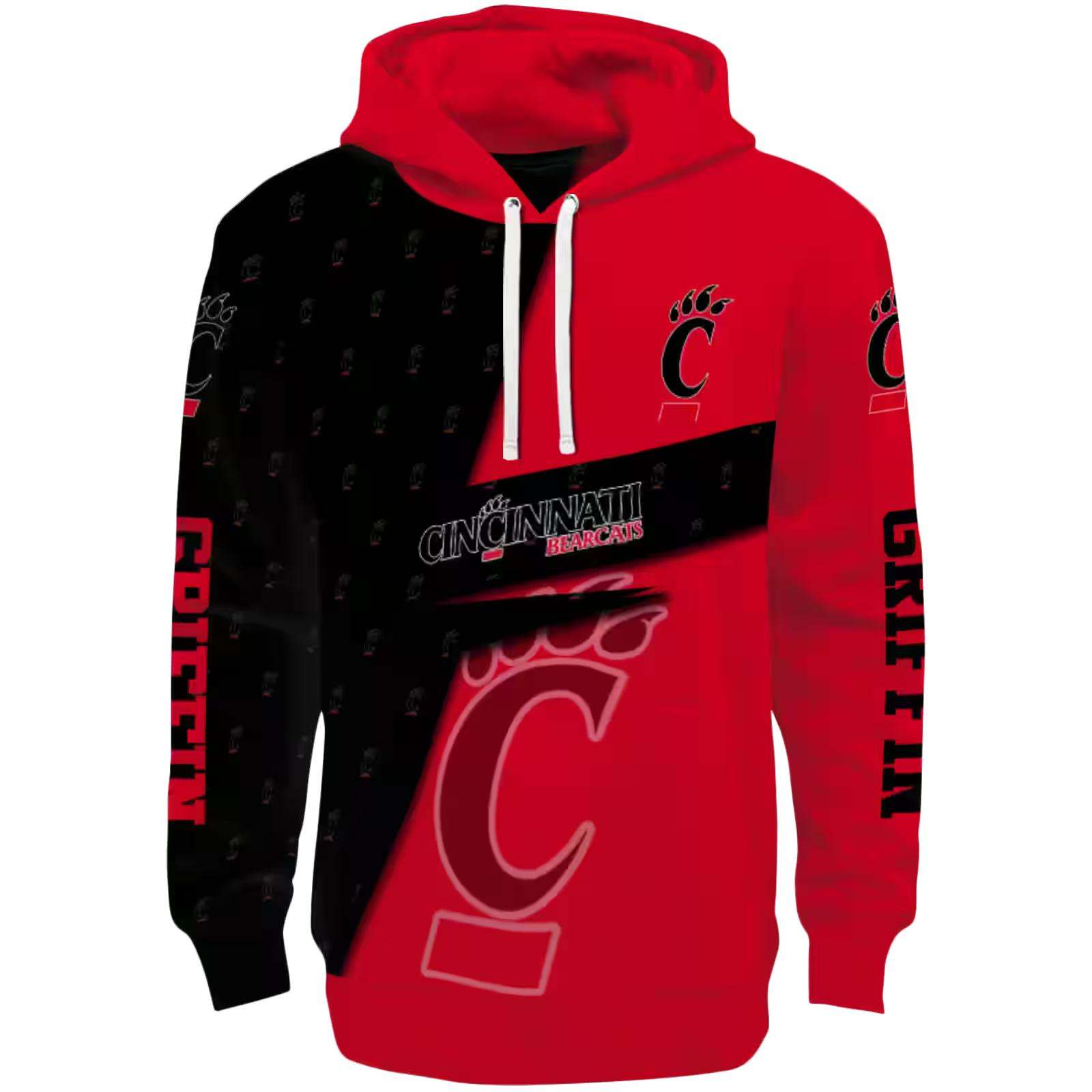 Customized Cincinnati Bearcats Abstract Shape Red Hoodie