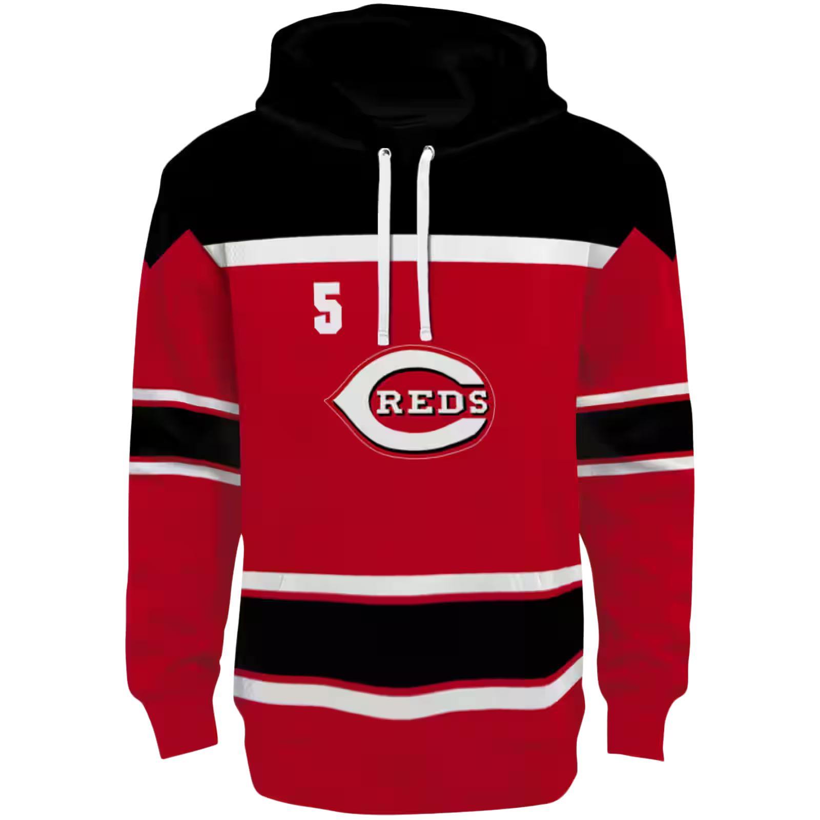 Customized Cincinnati Reds Striped Pattern Red Hoodie