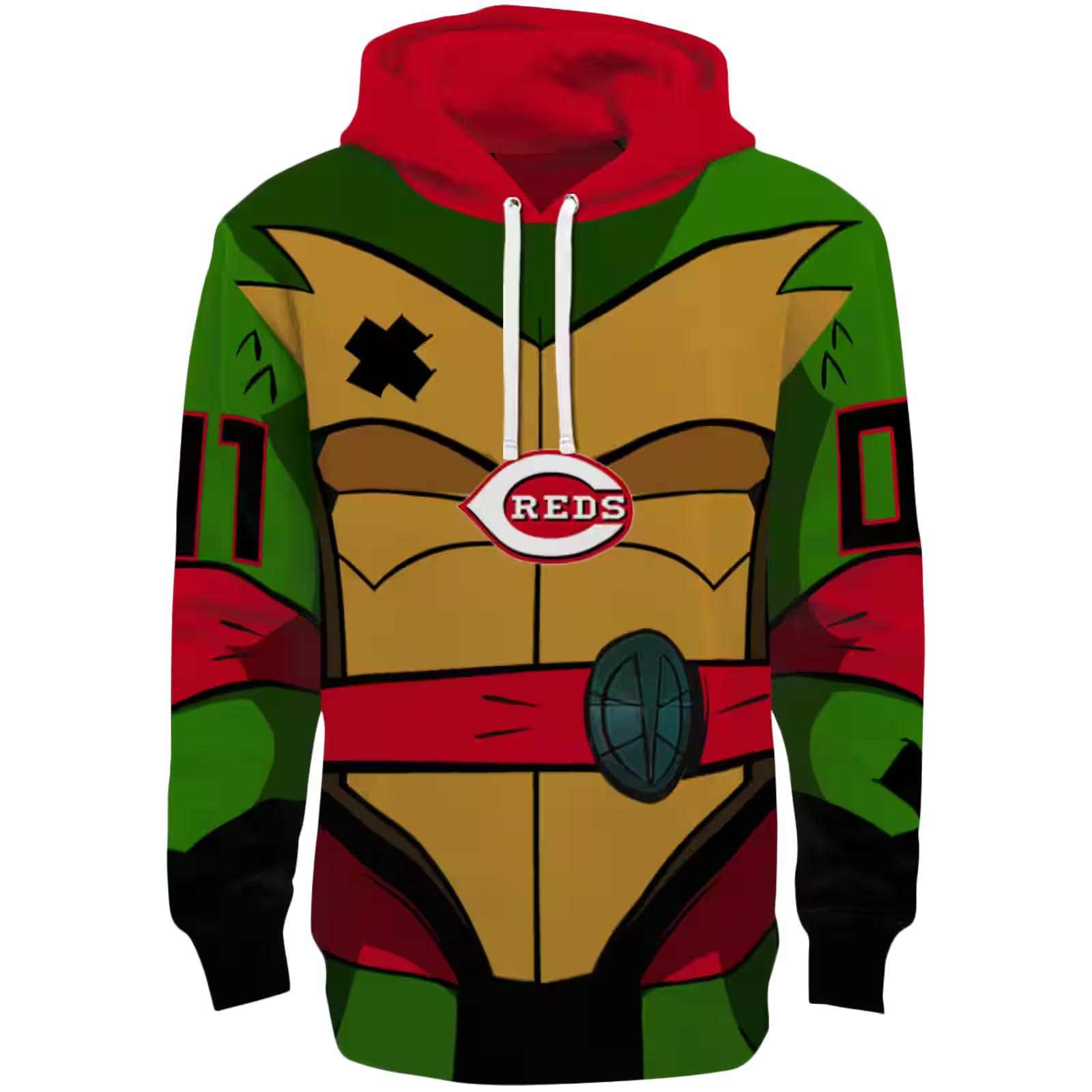 Customized Cincinnati Reds Superhero Armor Red Green Hoodie