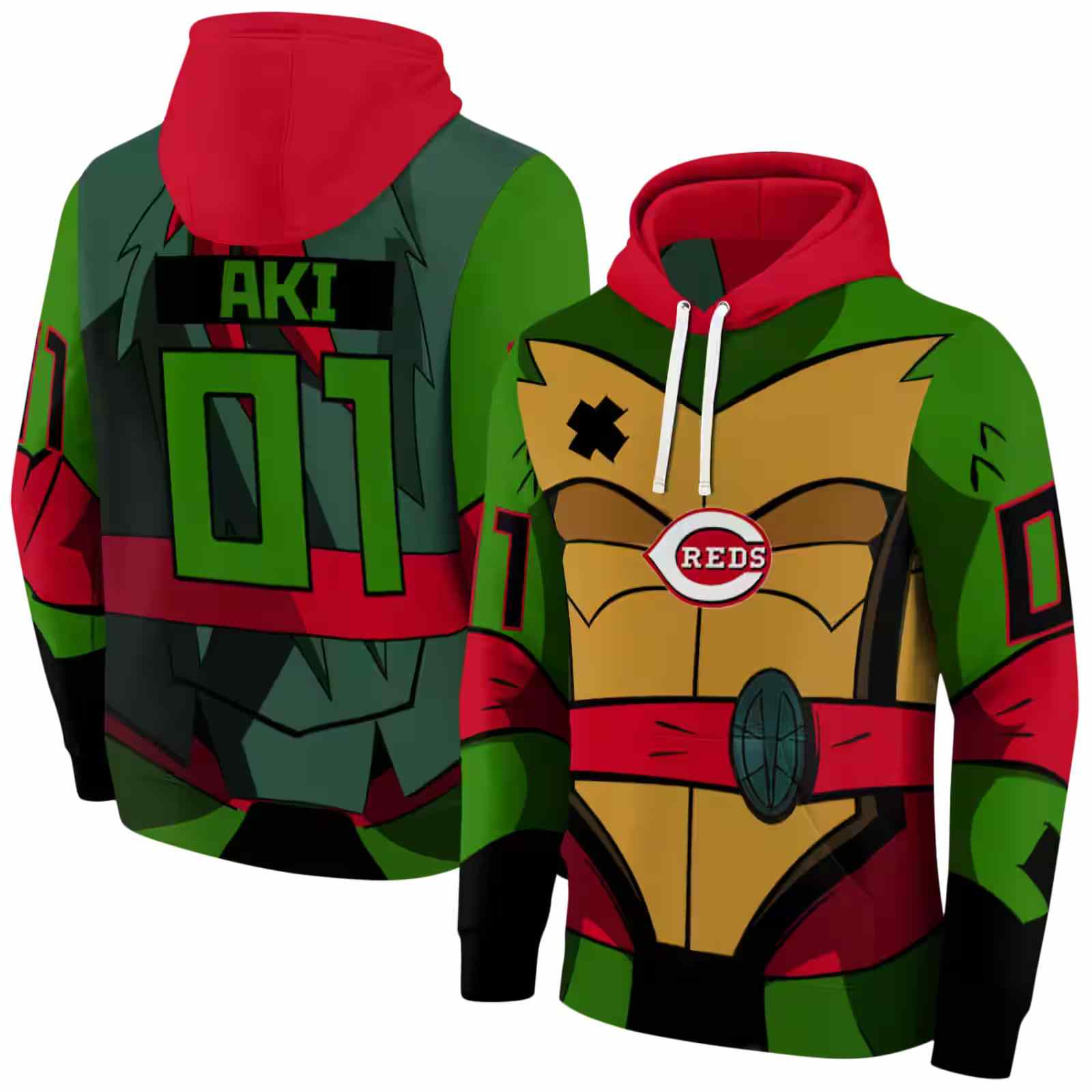 customized cincinnati reds superhero armor red green hoodie fashion forward