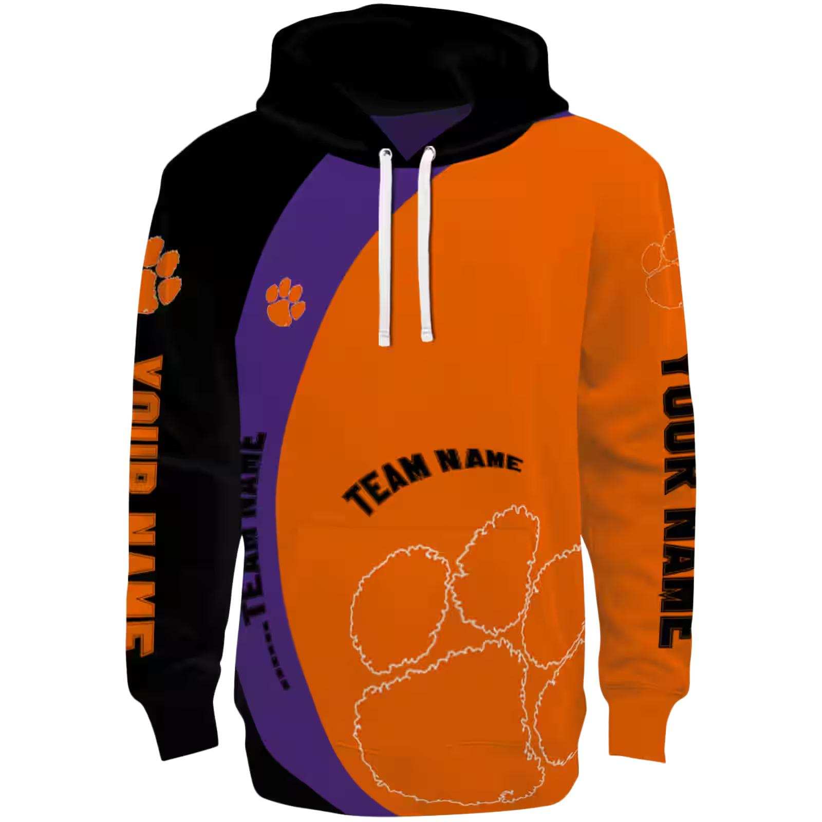 Customized Clemson Tigers Minimalist Design Orange Black Hoodie