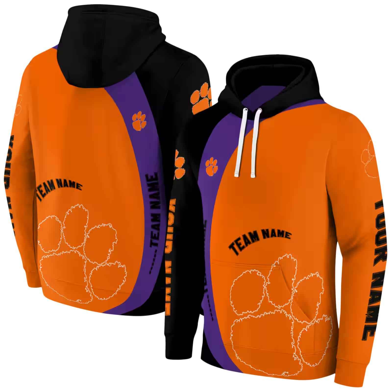 customized clemson tigers minimalist design orange black hoodie fashion forward